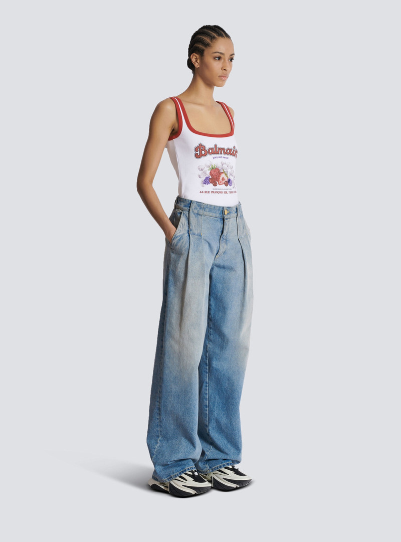 Pleated denim jeans 3
