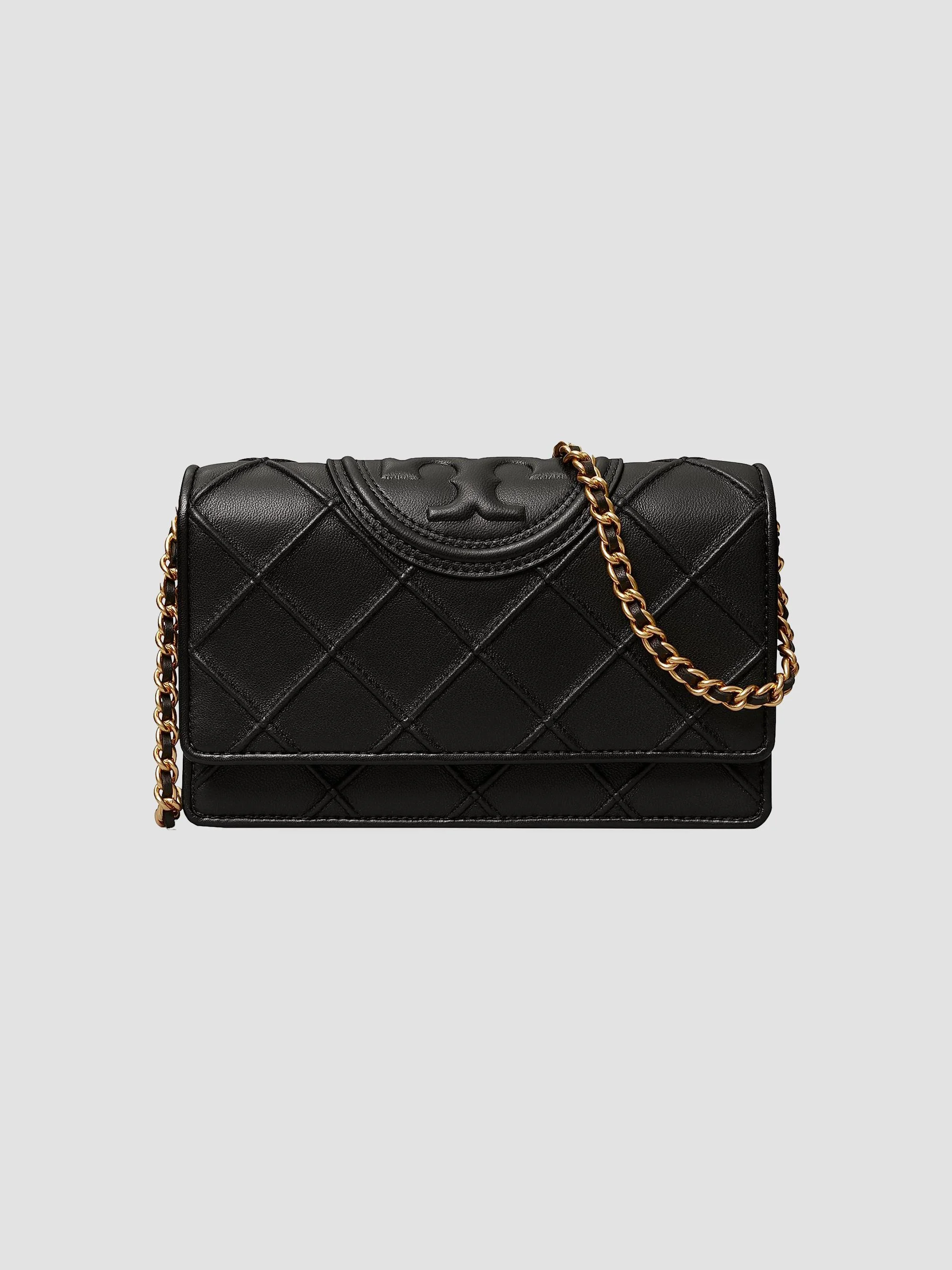 Women's Fleming Soft Leather Chain Wallet - Black - 1