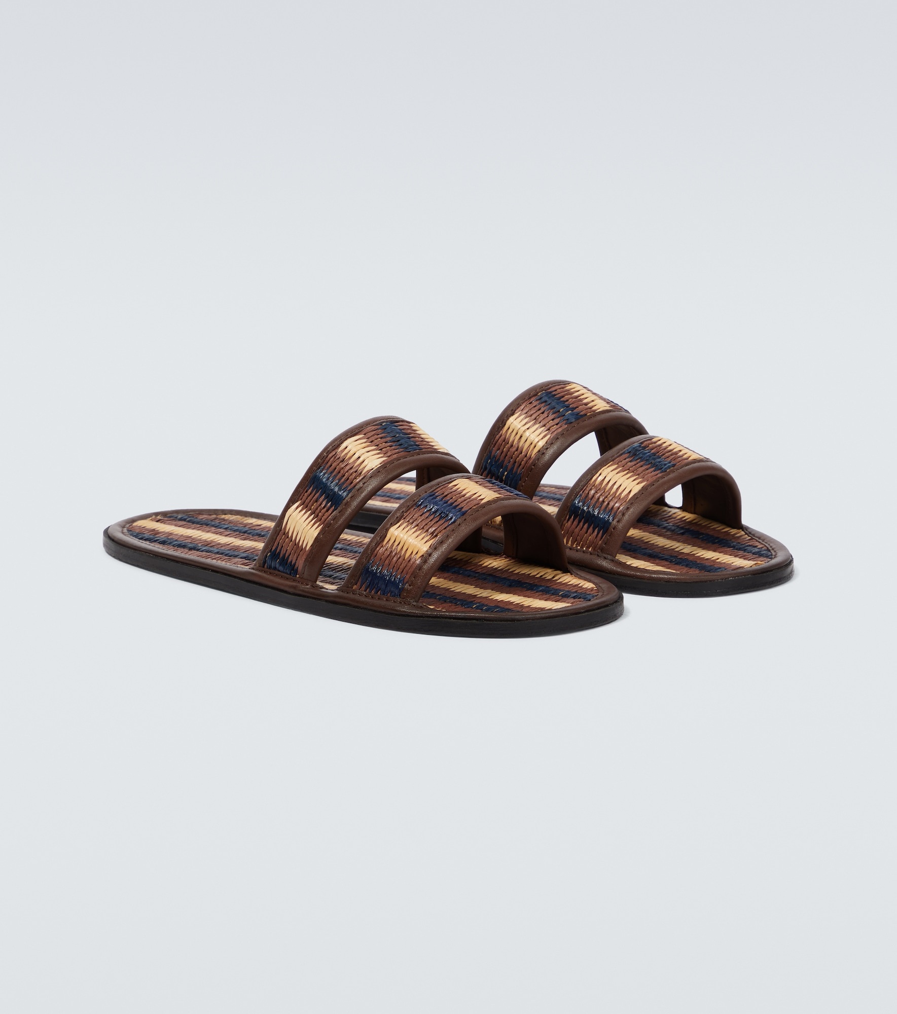 Duotone leather-trimmed slides - 5