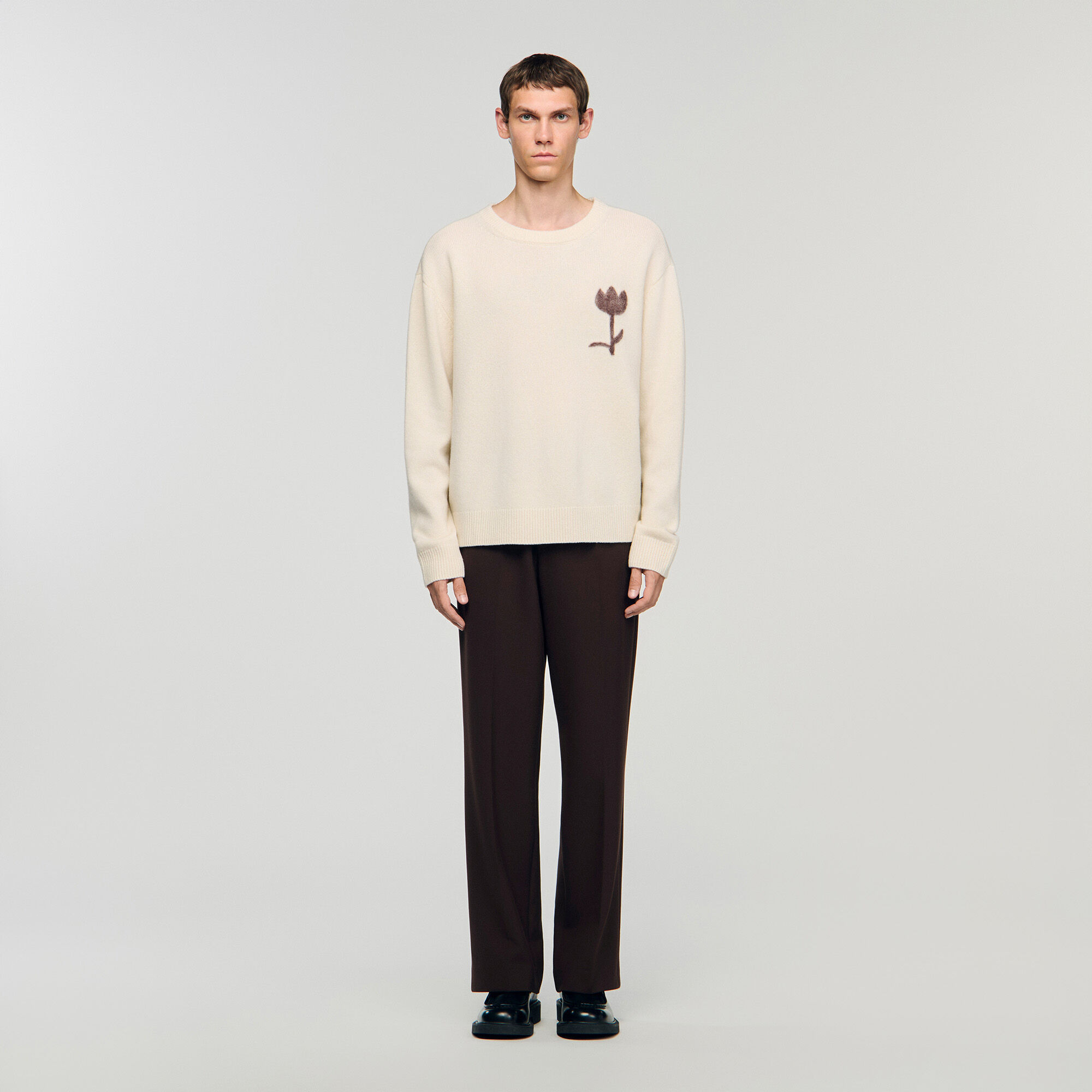 WOOL SWEATER WITH FLOWER DETAIL - 2