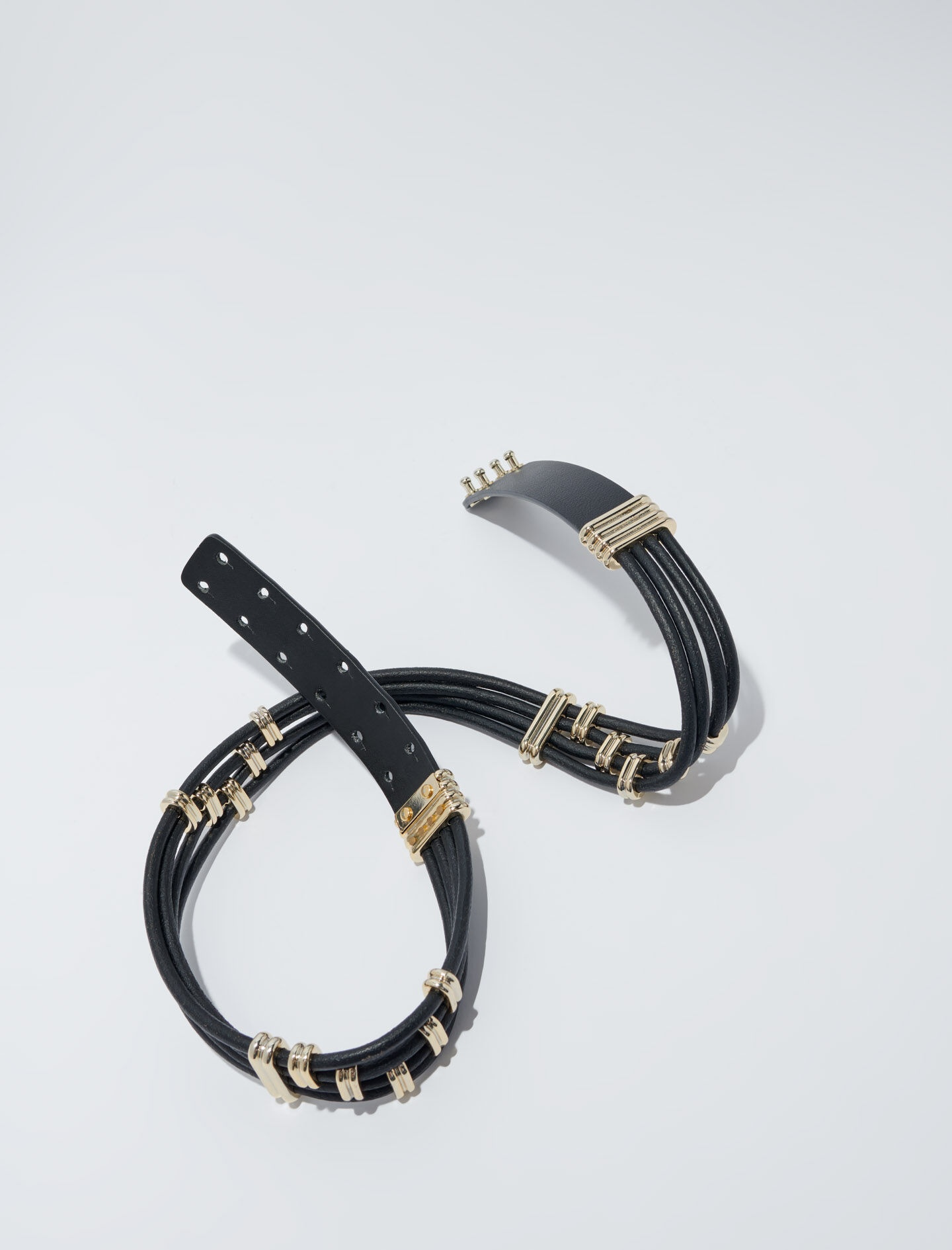 Mixed metal and leather belt - 6