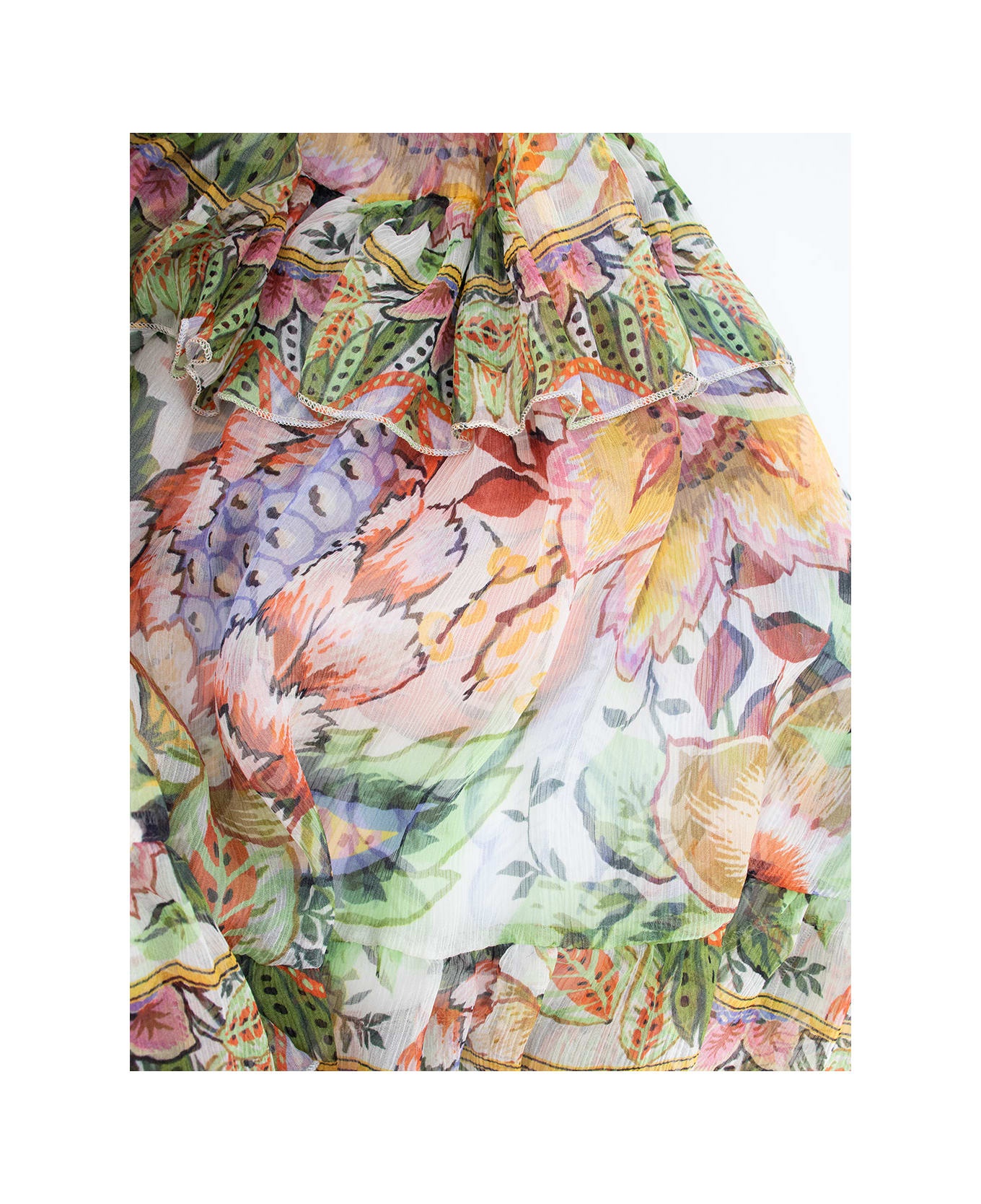 Multicolour Silk Long Skirt - 4