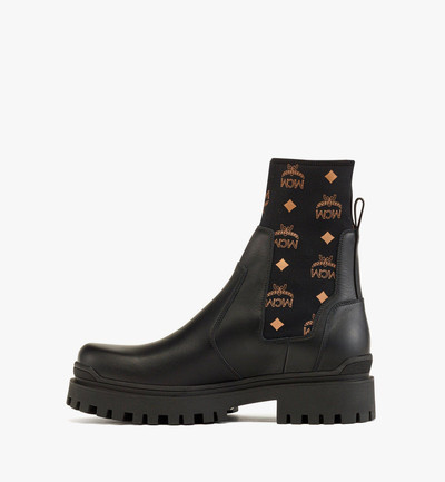 MCM Monogram Knit Boots in Calf Leather outlook