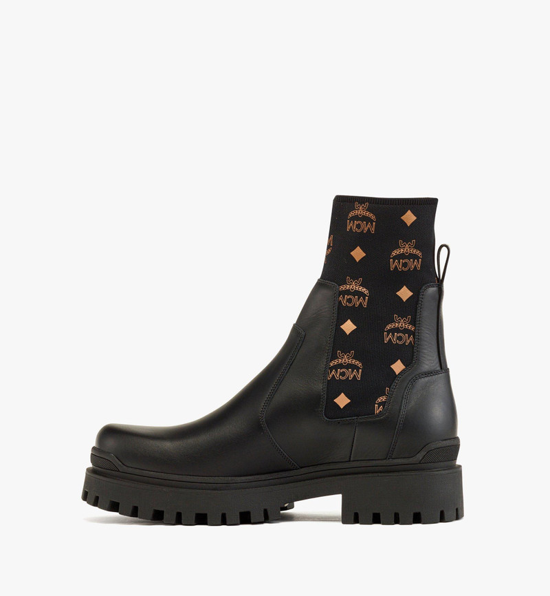 MCM Monogram Knit Boots in Calf Leather outlook