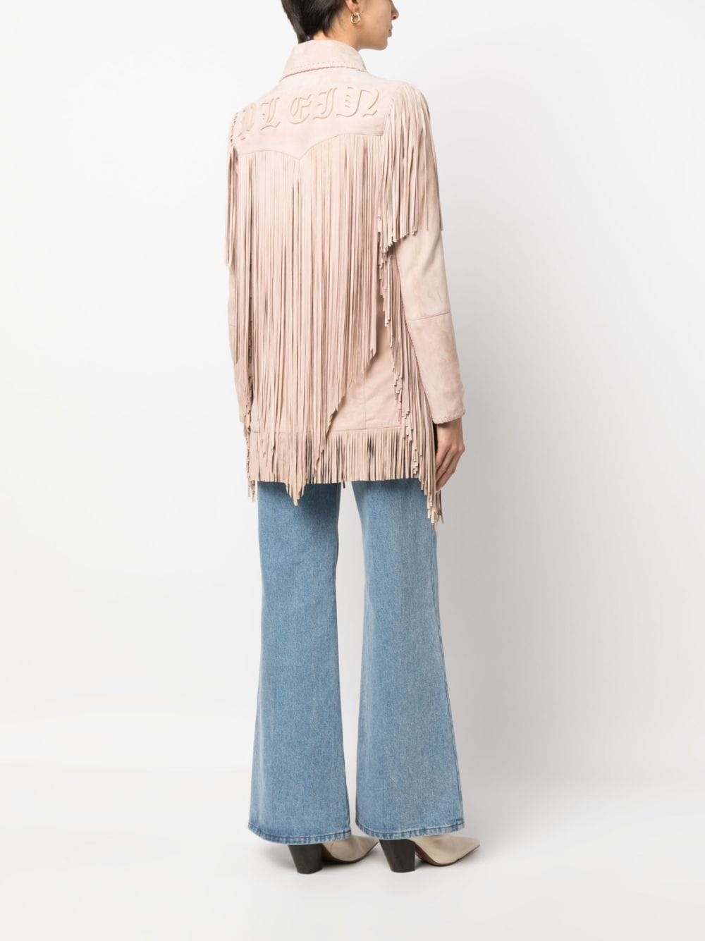 oversized fringed suede shirt jacket - 2