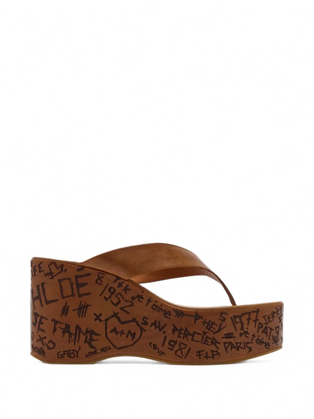 graffiti-print wedge slides - 1