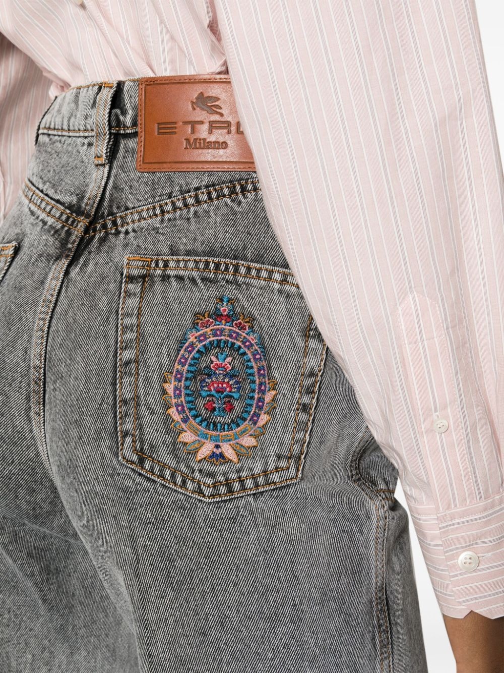 embroidered flared jeans - 5