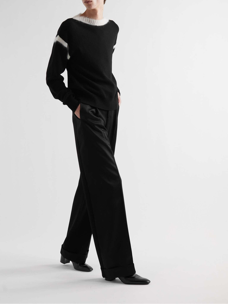 SAINT LAURENT Wide-Leg Pleated Panelled Wool-Twill and Satin Tuxedo Trousers outlook