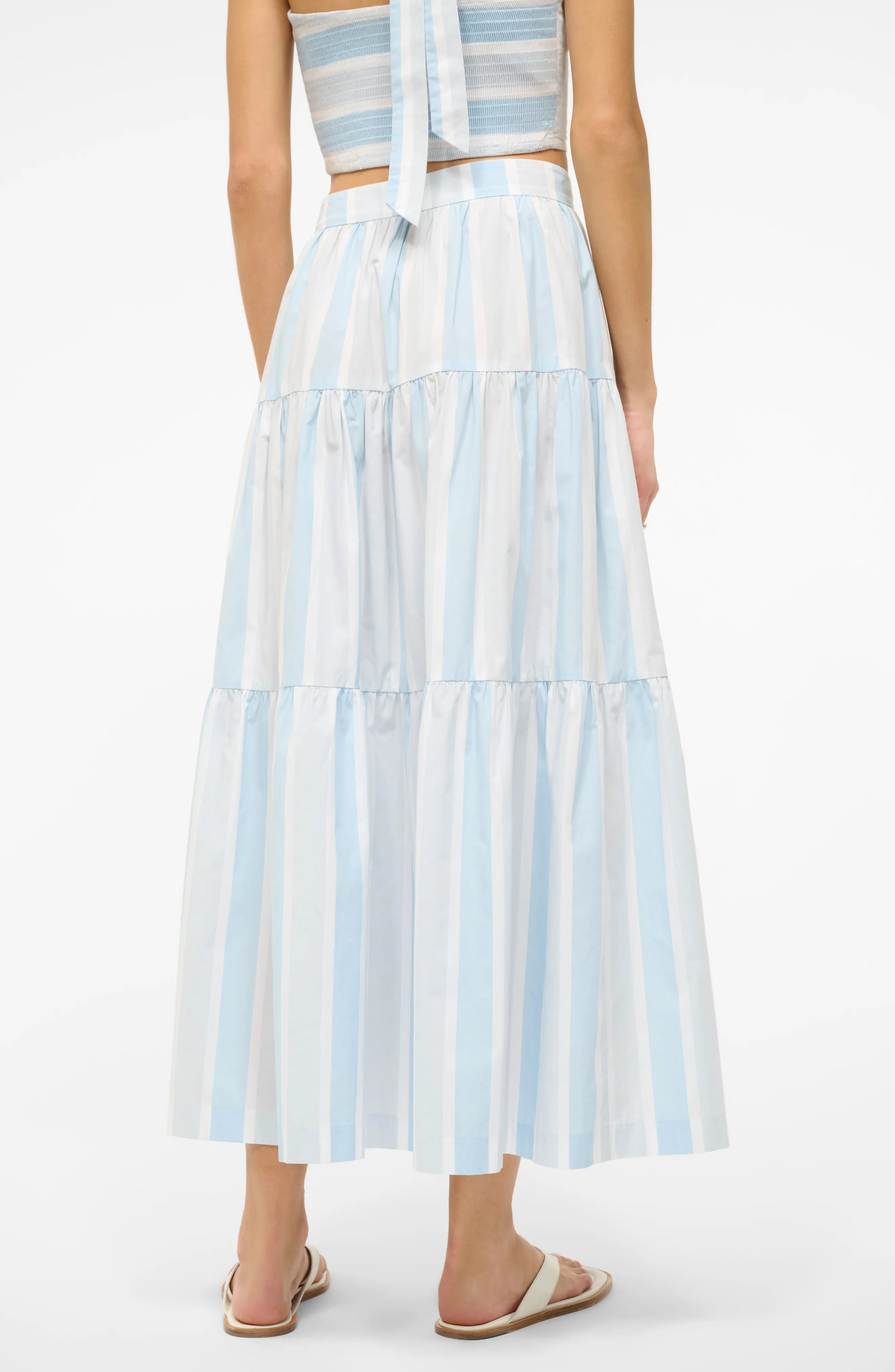 Sea Stripe Tiered Maxi Skirt - 2