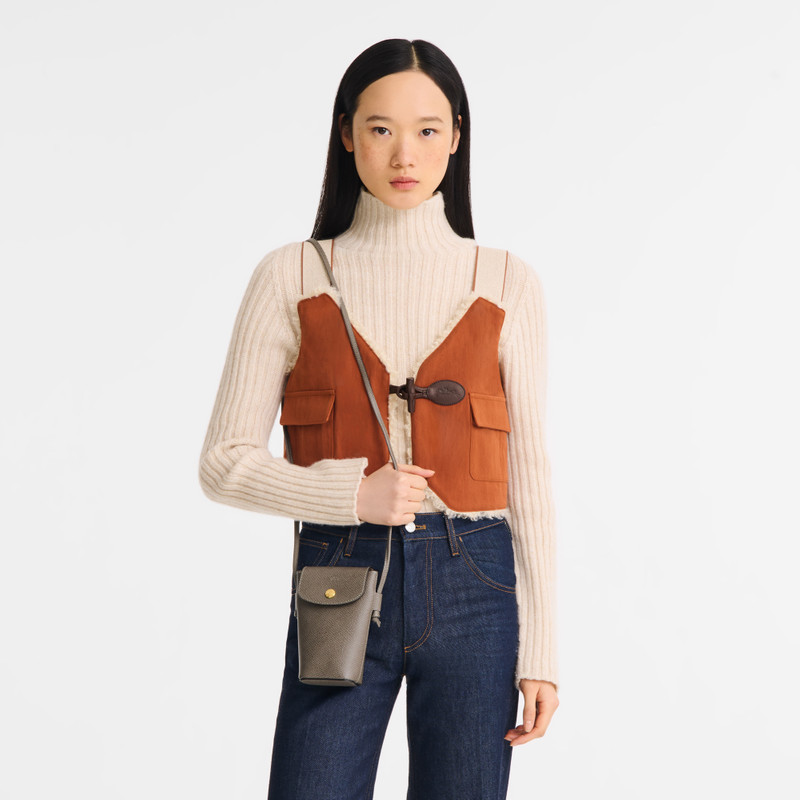 Longchamp Épure Phone case with leather lace Turtledove - Leather outlook