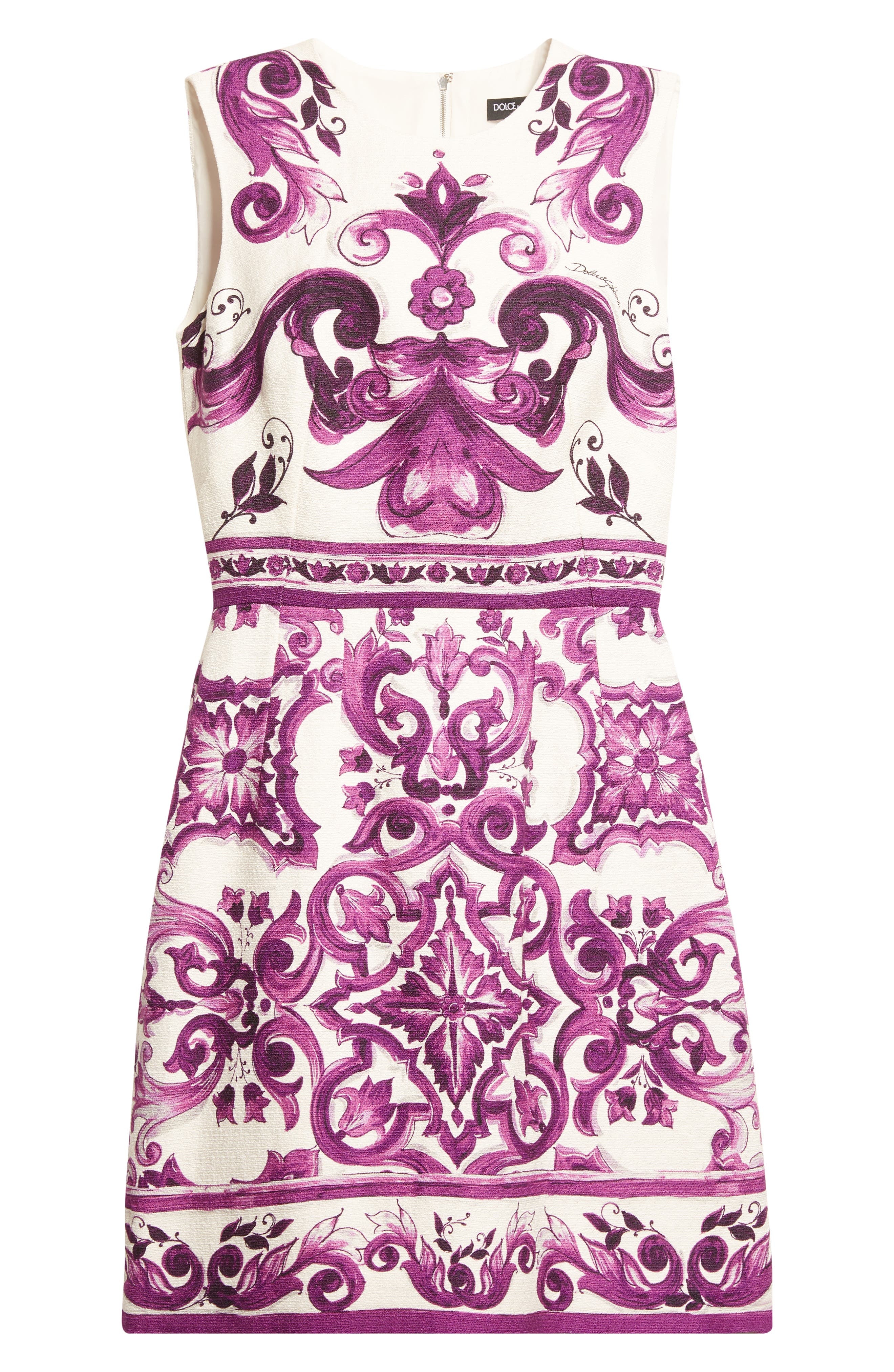 Dolce&Gabbana Majolica Sleeveless A-Line Dress in Ip3Tn Mix Maiolica Viola at Nordstrom - 5