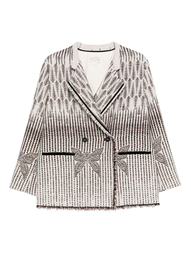 patterned fringed-trim jacket 1