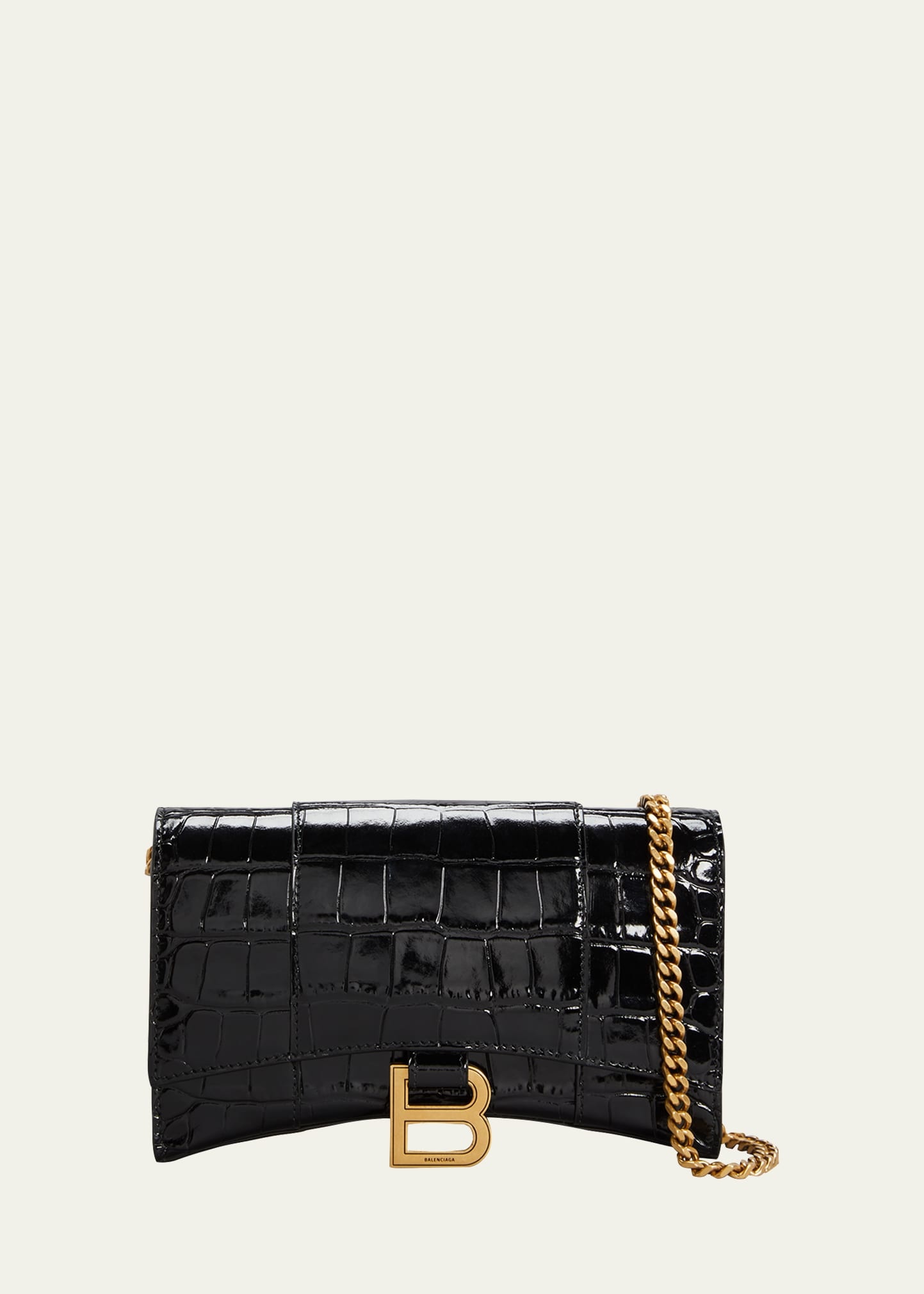 Hourglass Shiny Mock-Croc Chain Wallet - 1