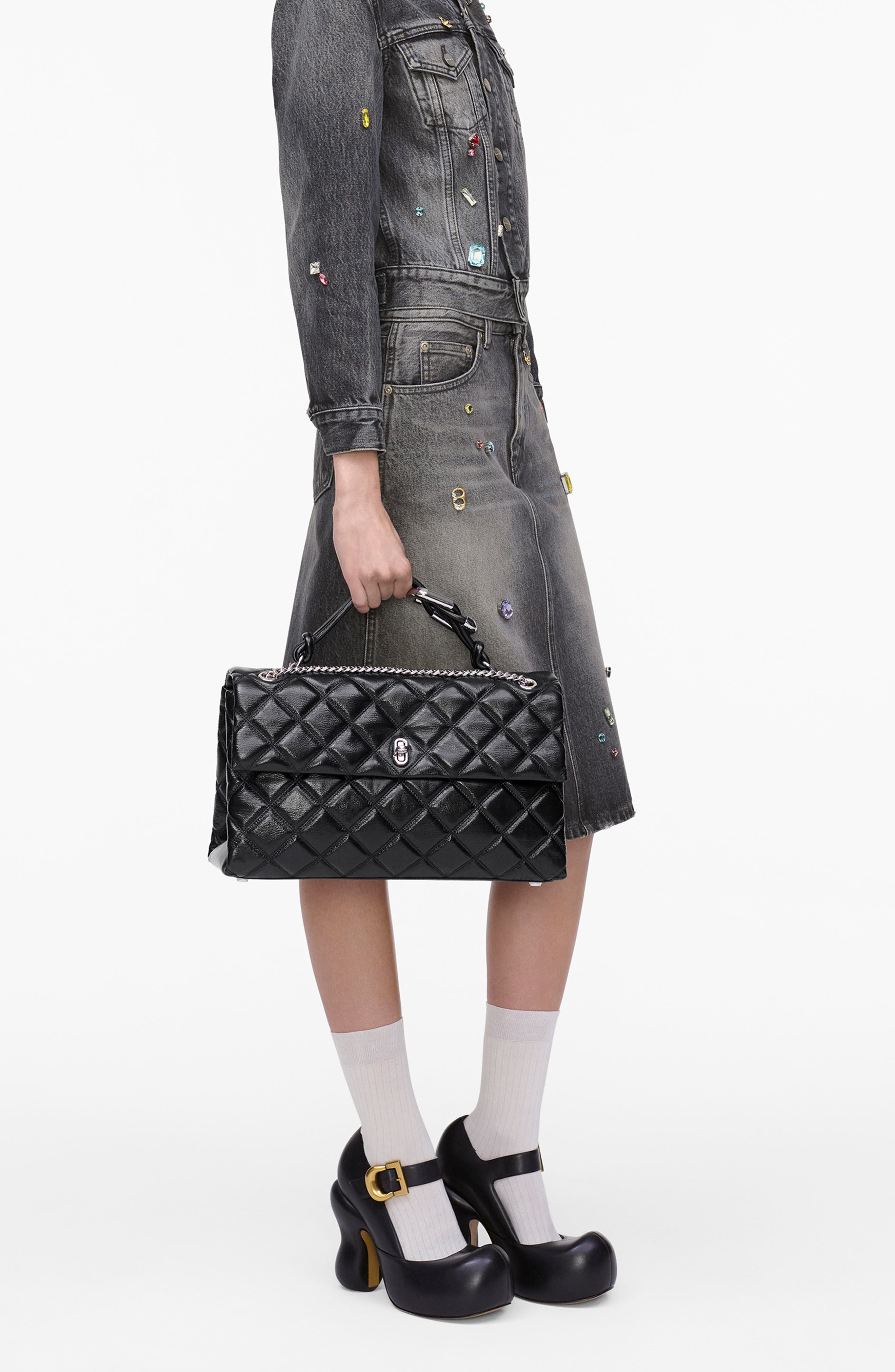 Marc Jacobs The XL Dual Chain Diamond Quilted Convertible Leather Shoulder Bag in Black at Nordstrom - 2