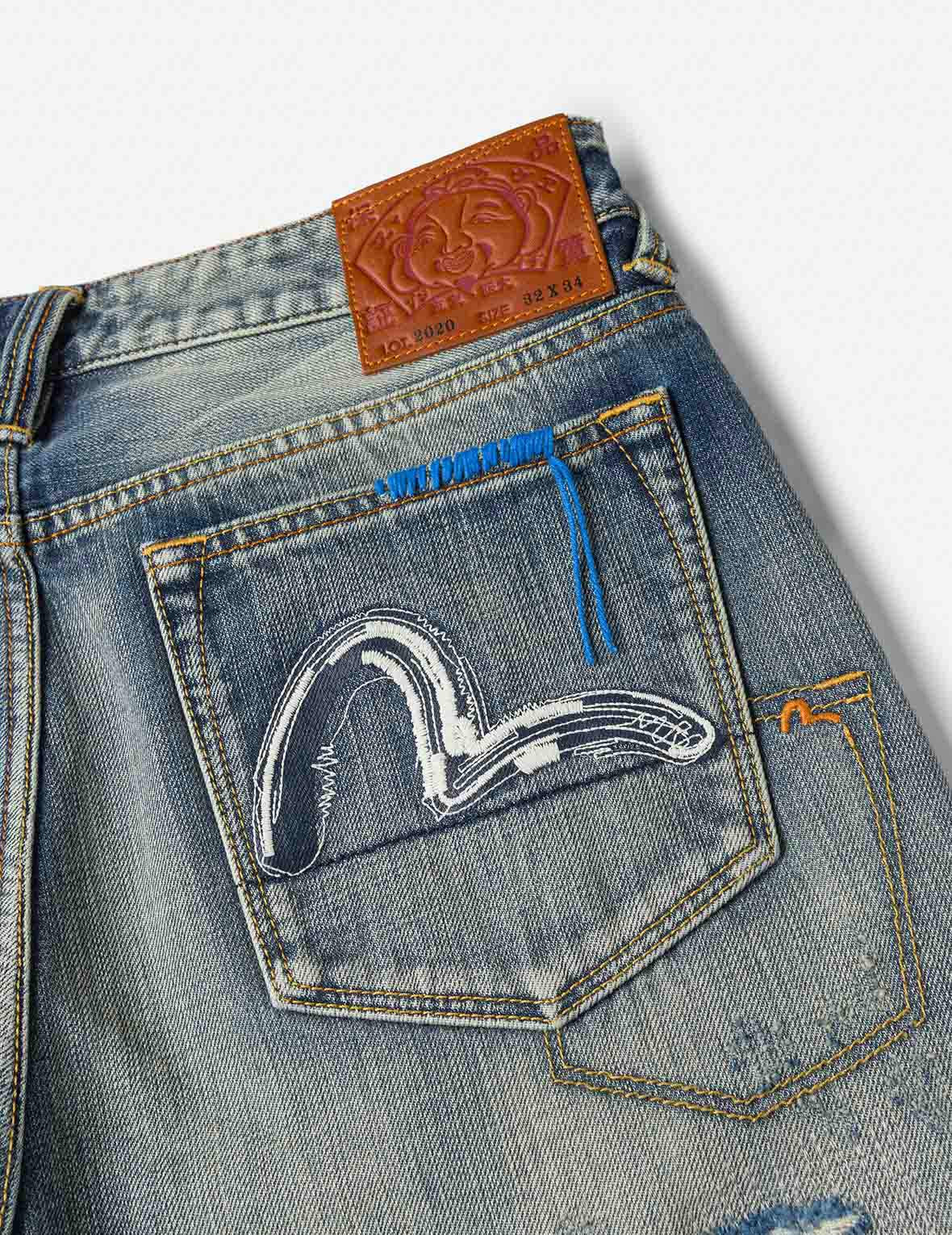 7-Pocket Design with Seagull Embroidery Washed Regular Fit Jeans #2000 - 7