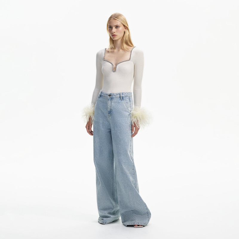 Off White Knit Feather Top 2