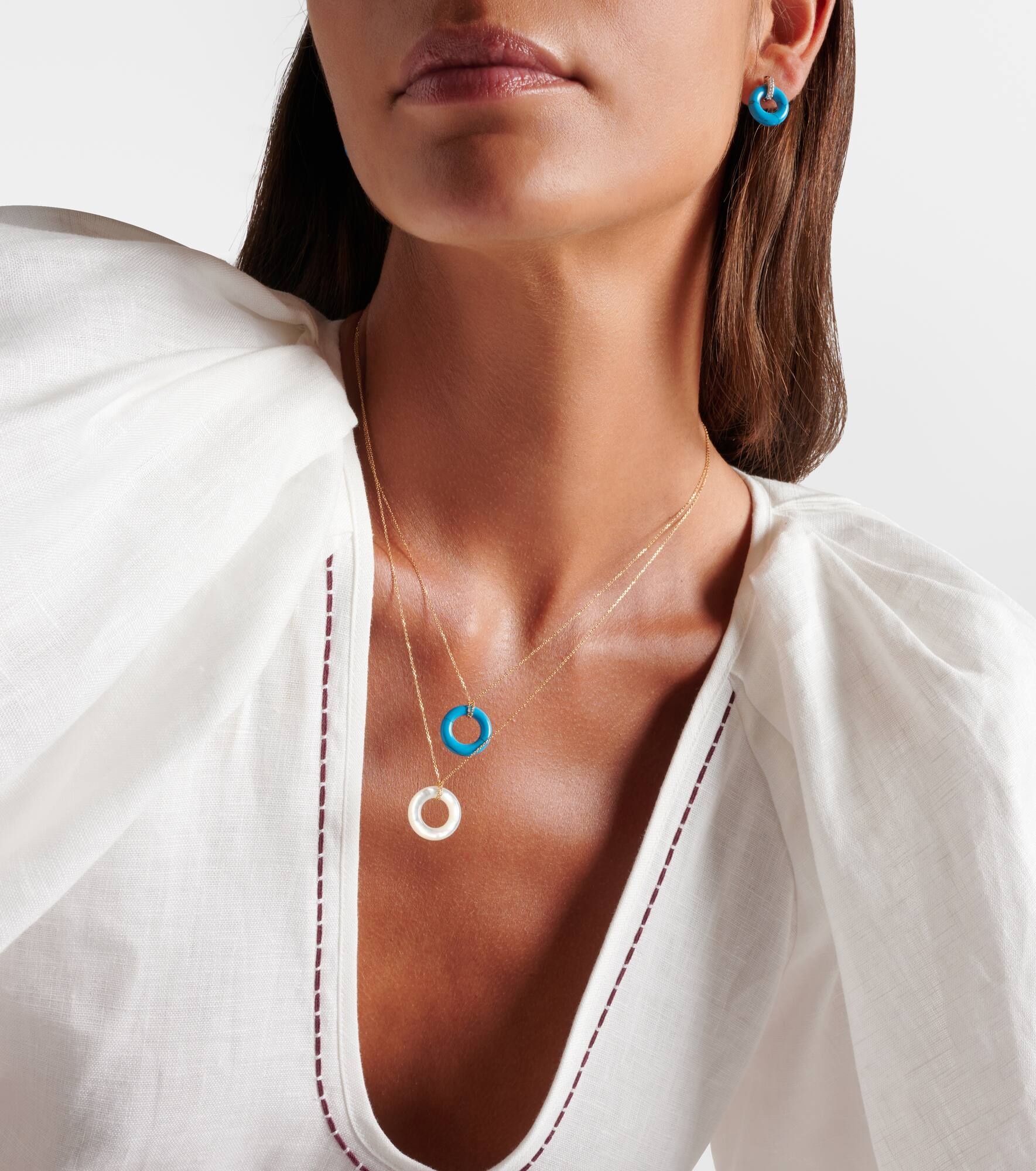 14kt gold pendant necklace with turquoise - 3