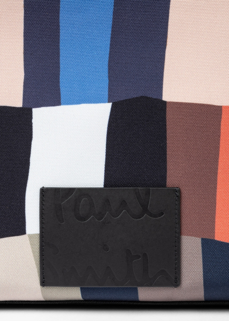 'Overlapping Check' Leather Trim Tote Bag 4