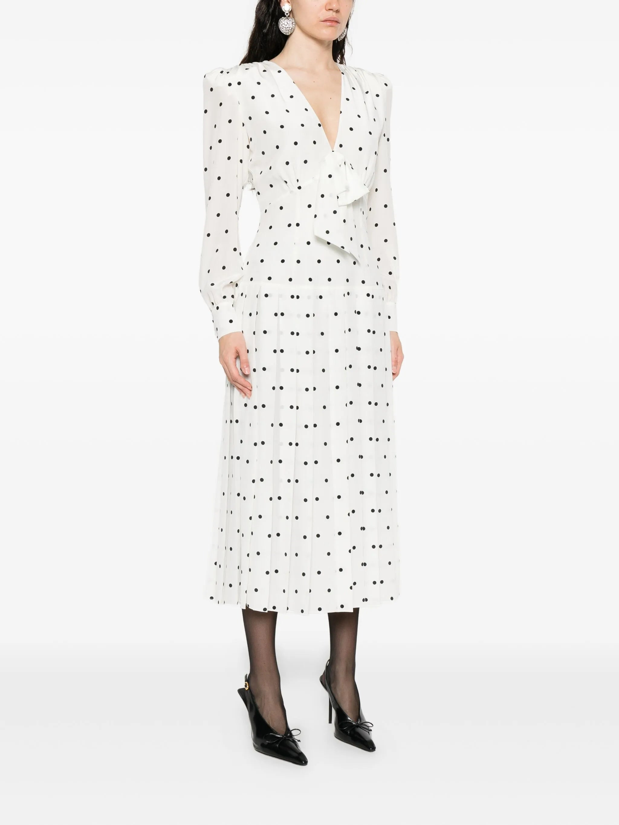 Alessandra Rich Polka-dot Pleated Day Dress - 5