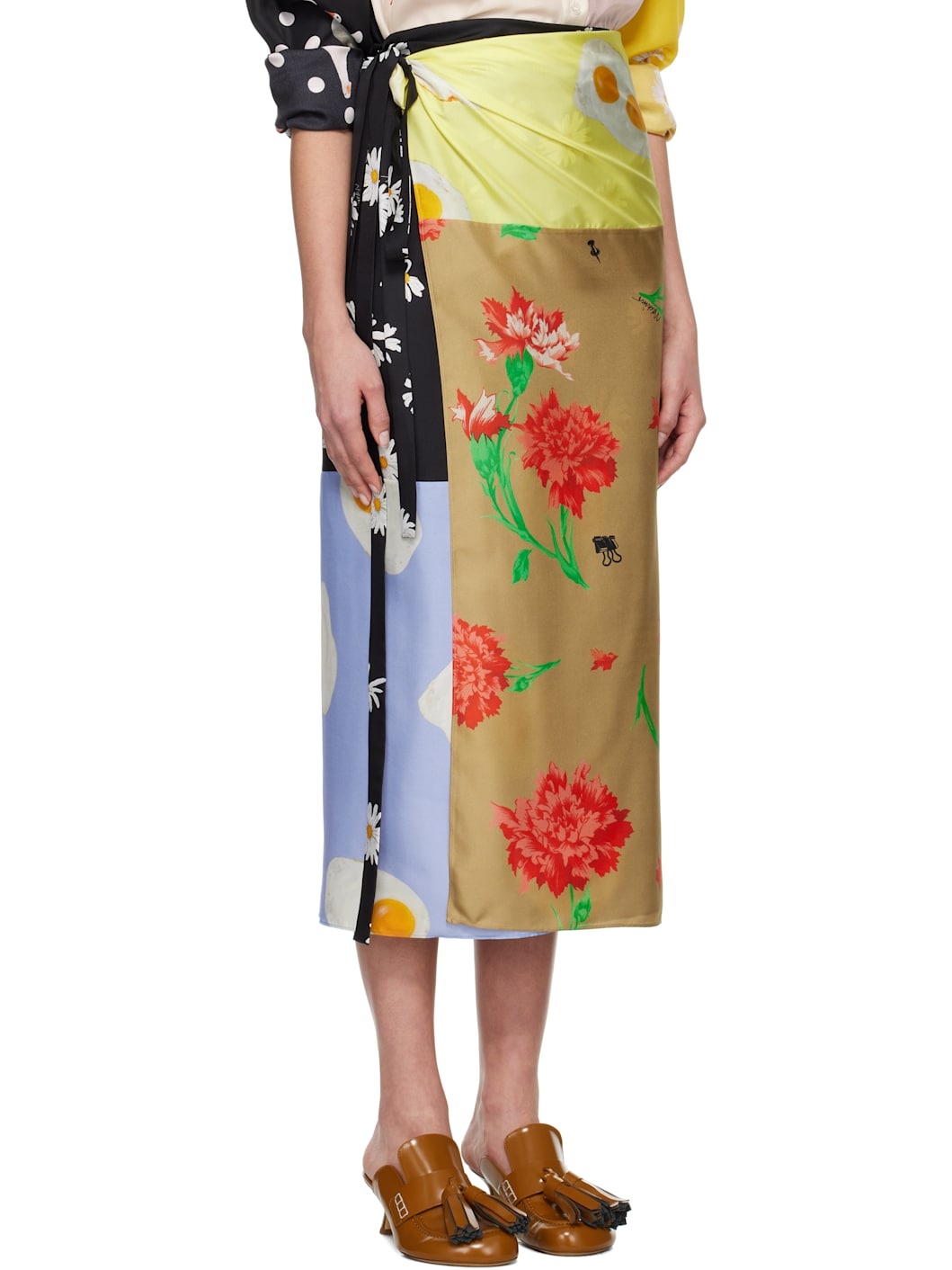 Multicolor All Over Daisy Print Midi Skirt - 2