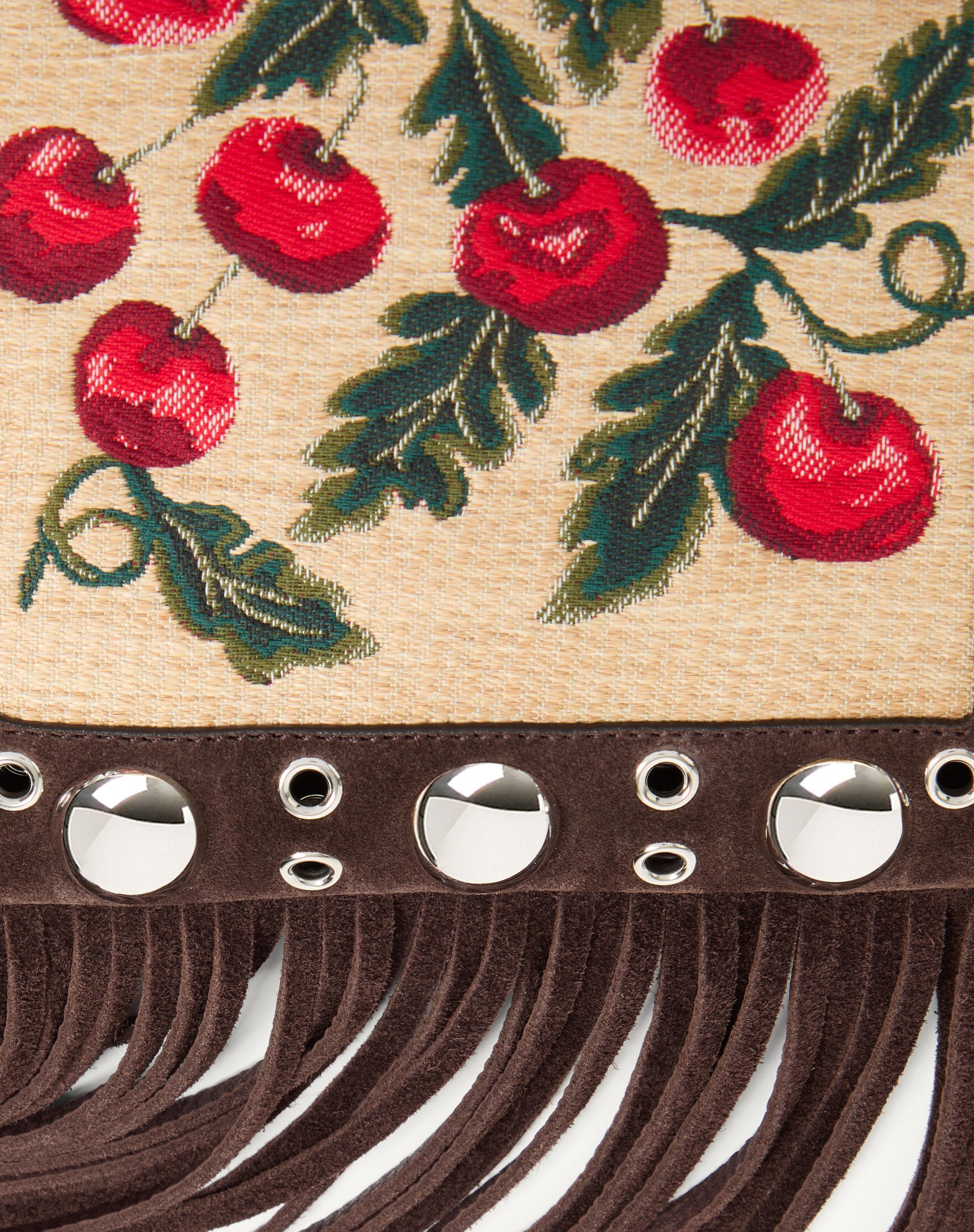 VALENTINO GARAVANI NELLCÔTE SMALL SHOULDER BAG IN JACQUARD RAFFIA WITH CHERRYFIC PATTERN - 8