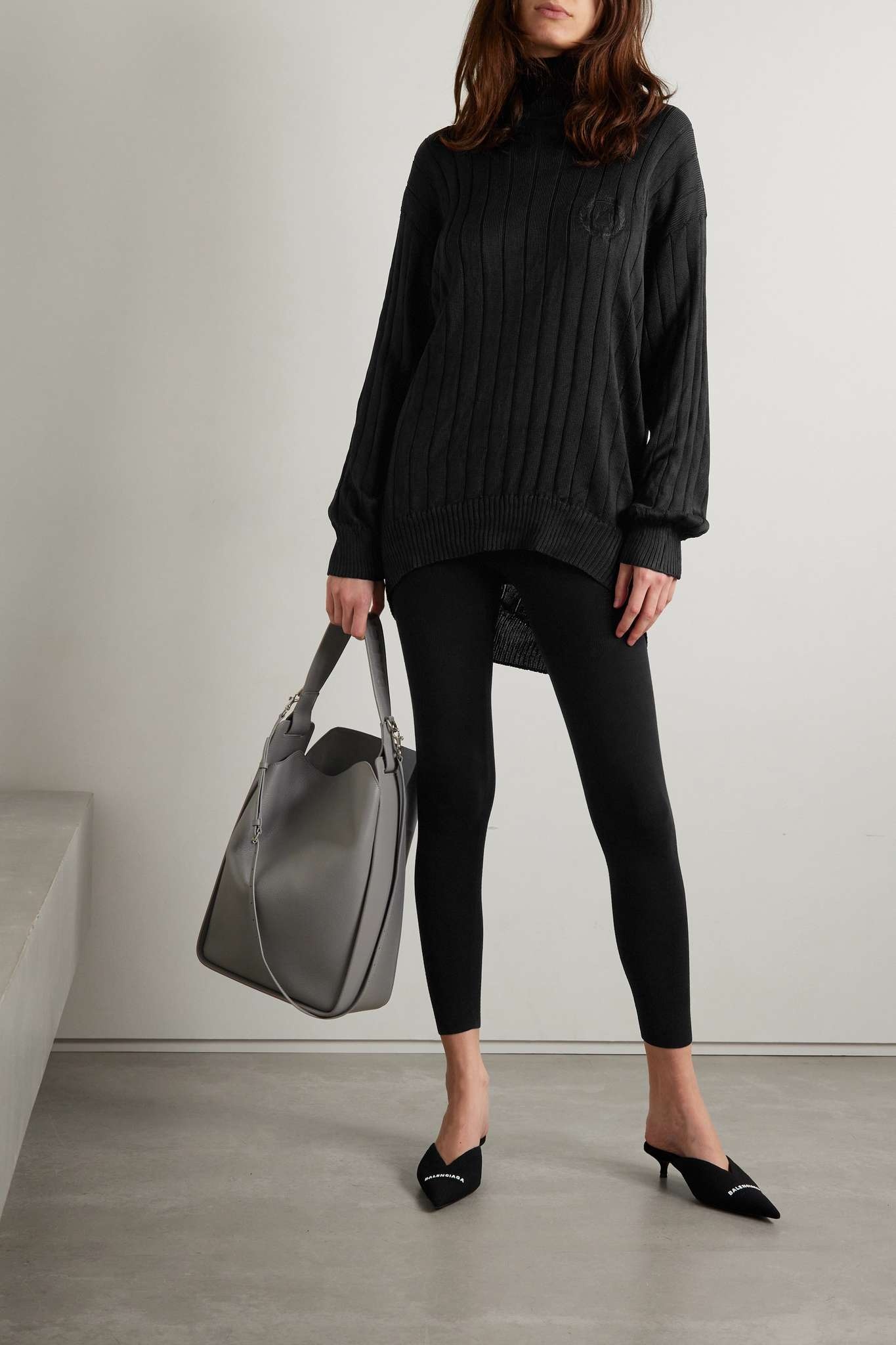 Embroidered ribbed silk turtleneck sweater - 2