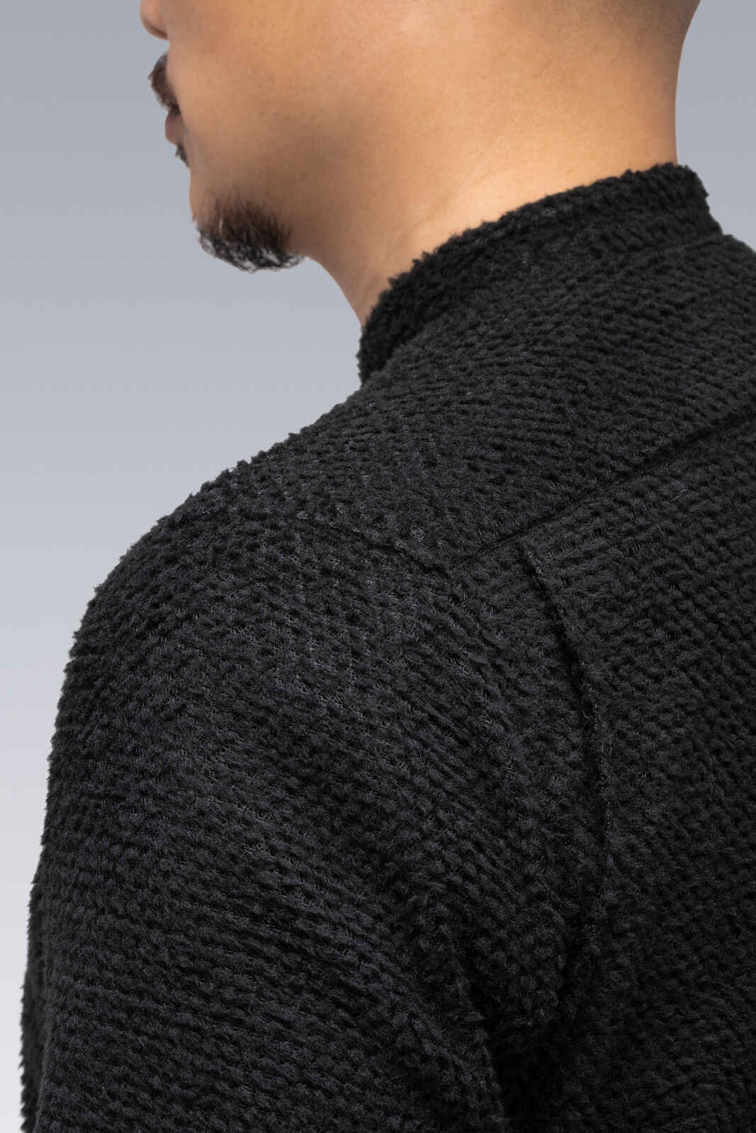 LA6B-AD Lofted Knit Fiber Long Sleeve Shirt Black - 12