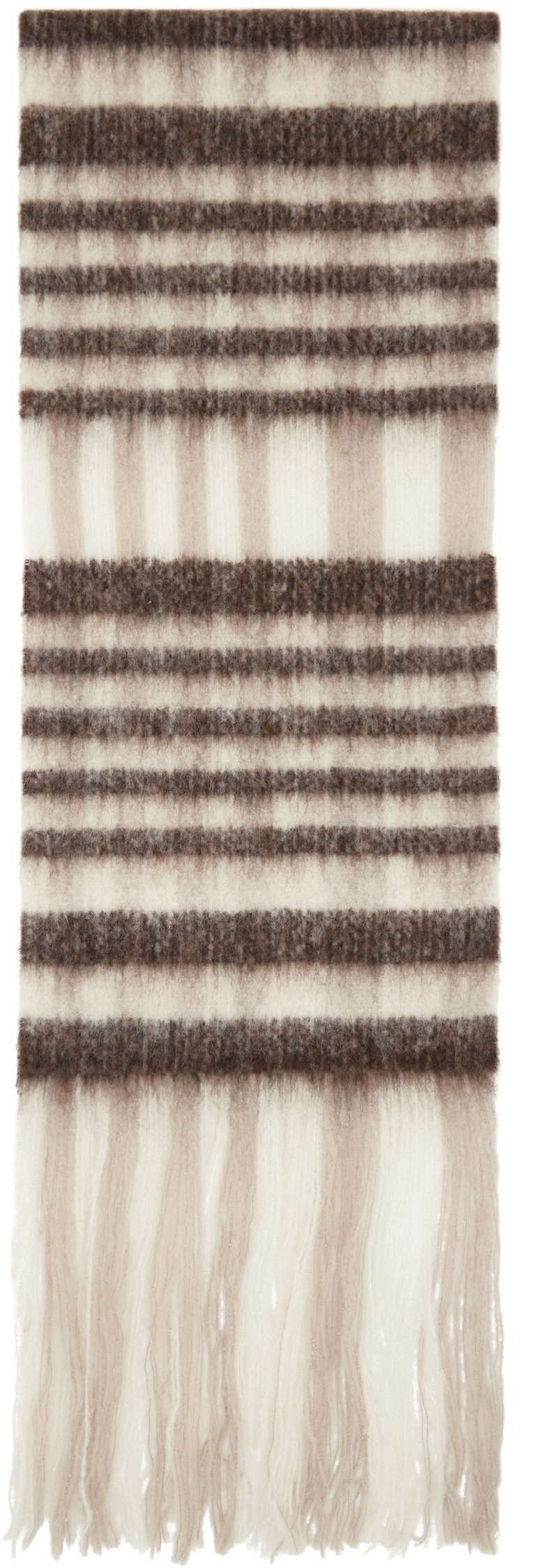 Holzweiler Brown & Off-White Aster Open Tassels Scarf outlook