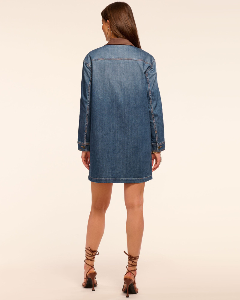 Winnifred Faux Suede Trim Denim Mini Dress 4