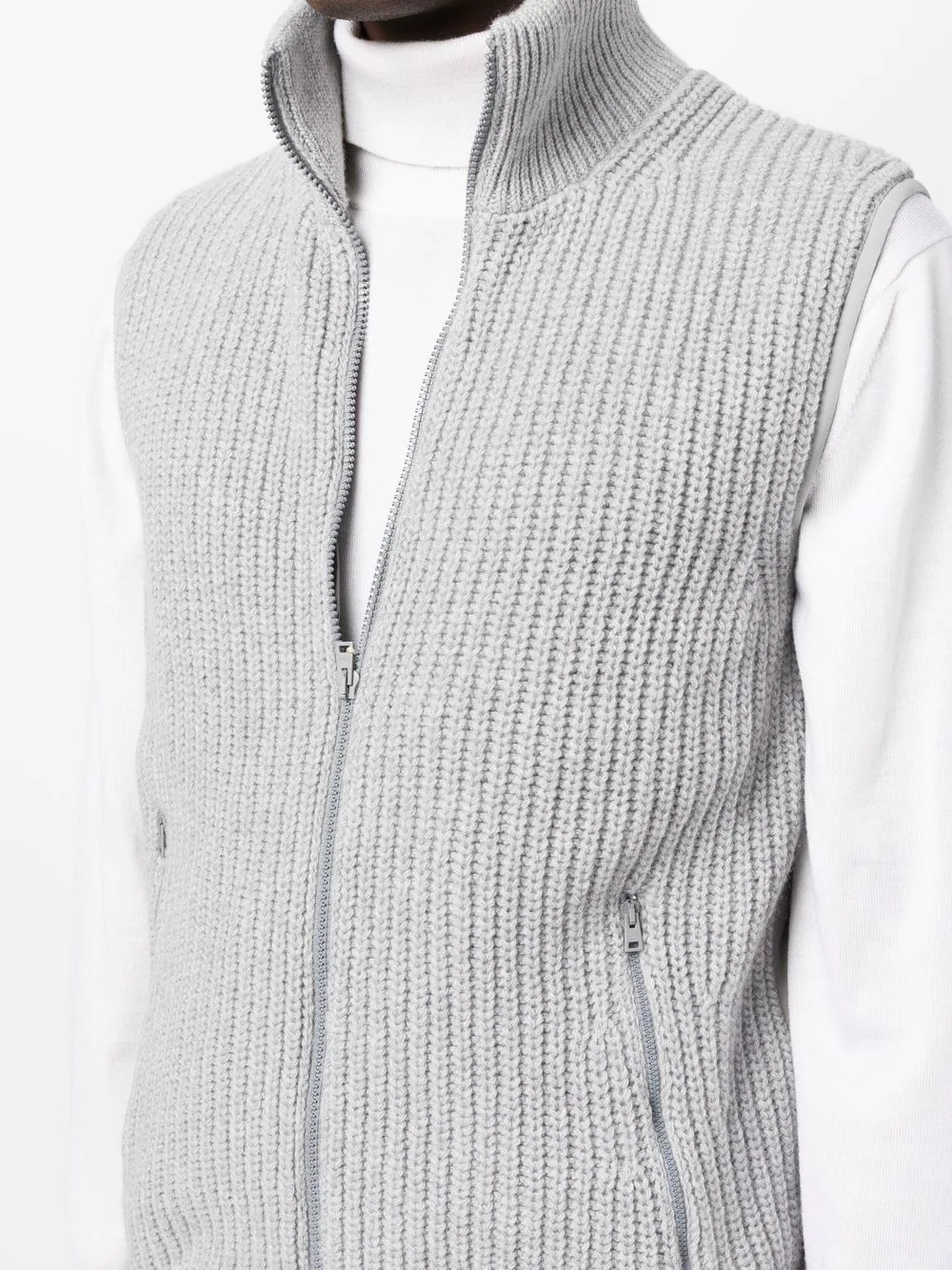 zipped-up knit vest - 5