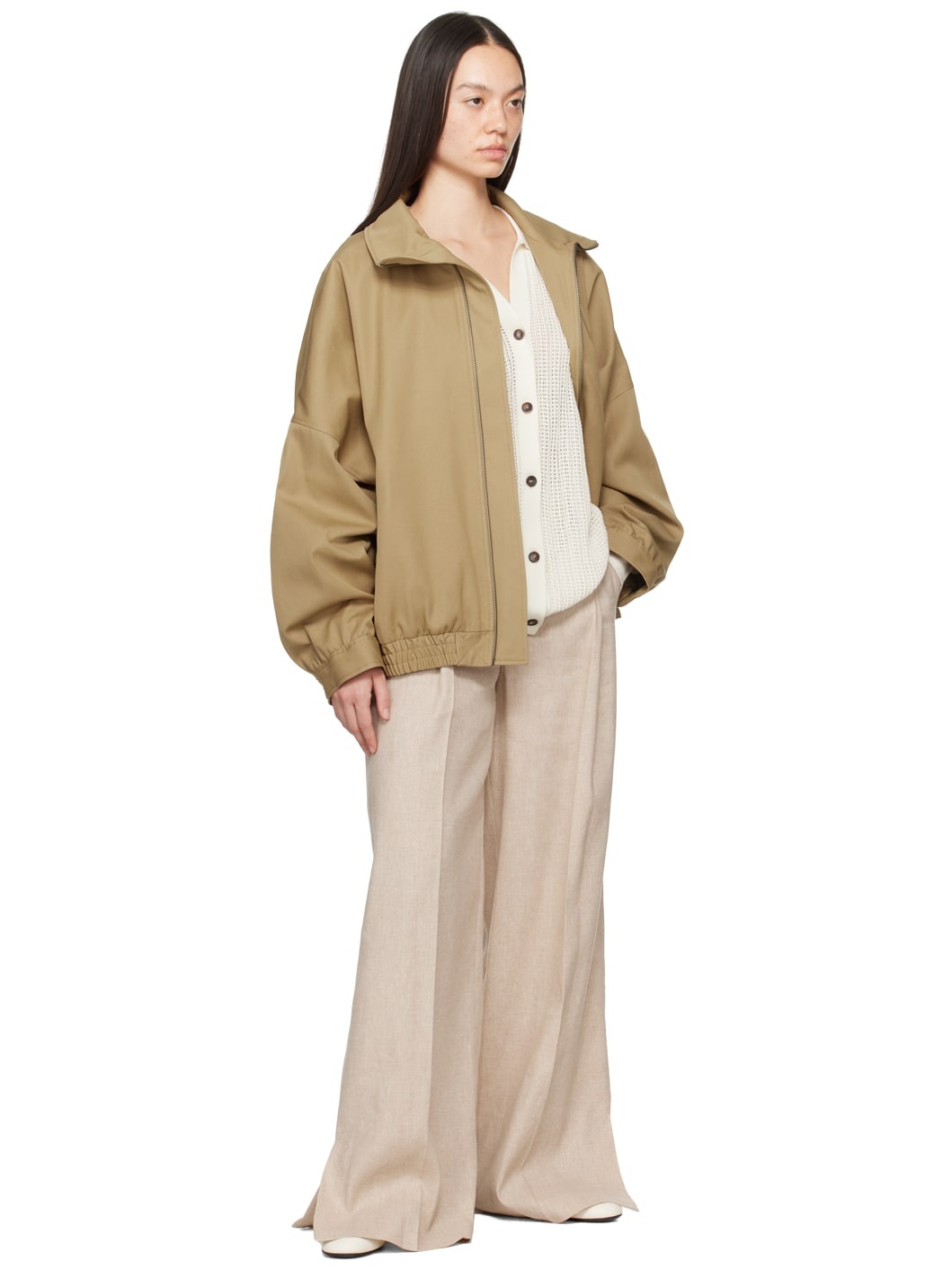 Beige Lino Trousers - 4