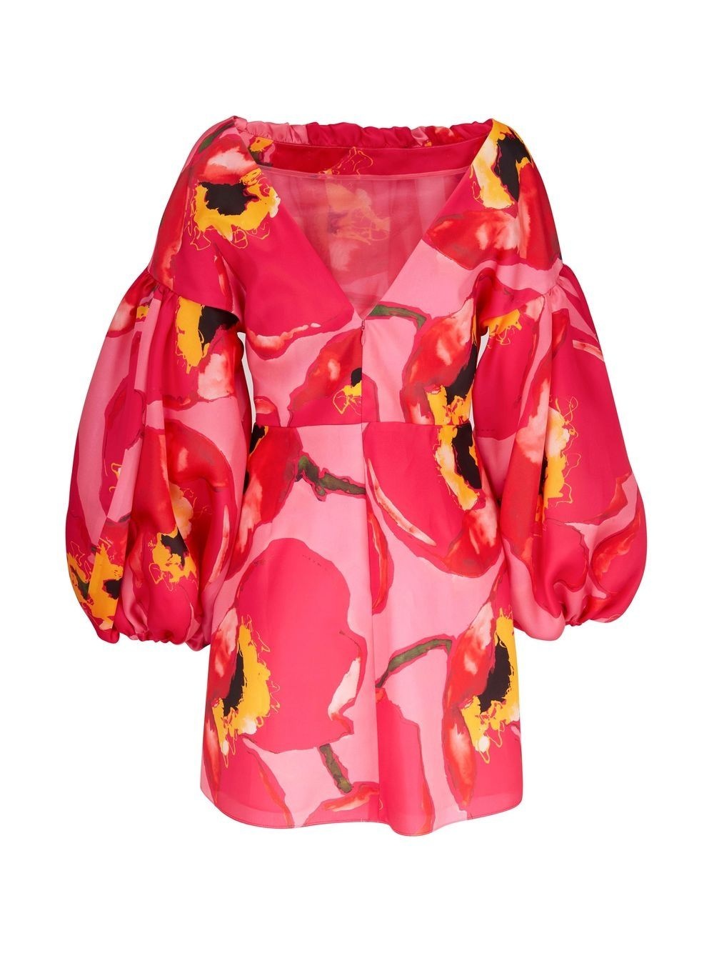 puff-sleeved floral mini dress - 2