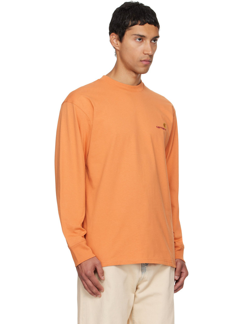 Orange American Script Long Sleeve T-shirt 2