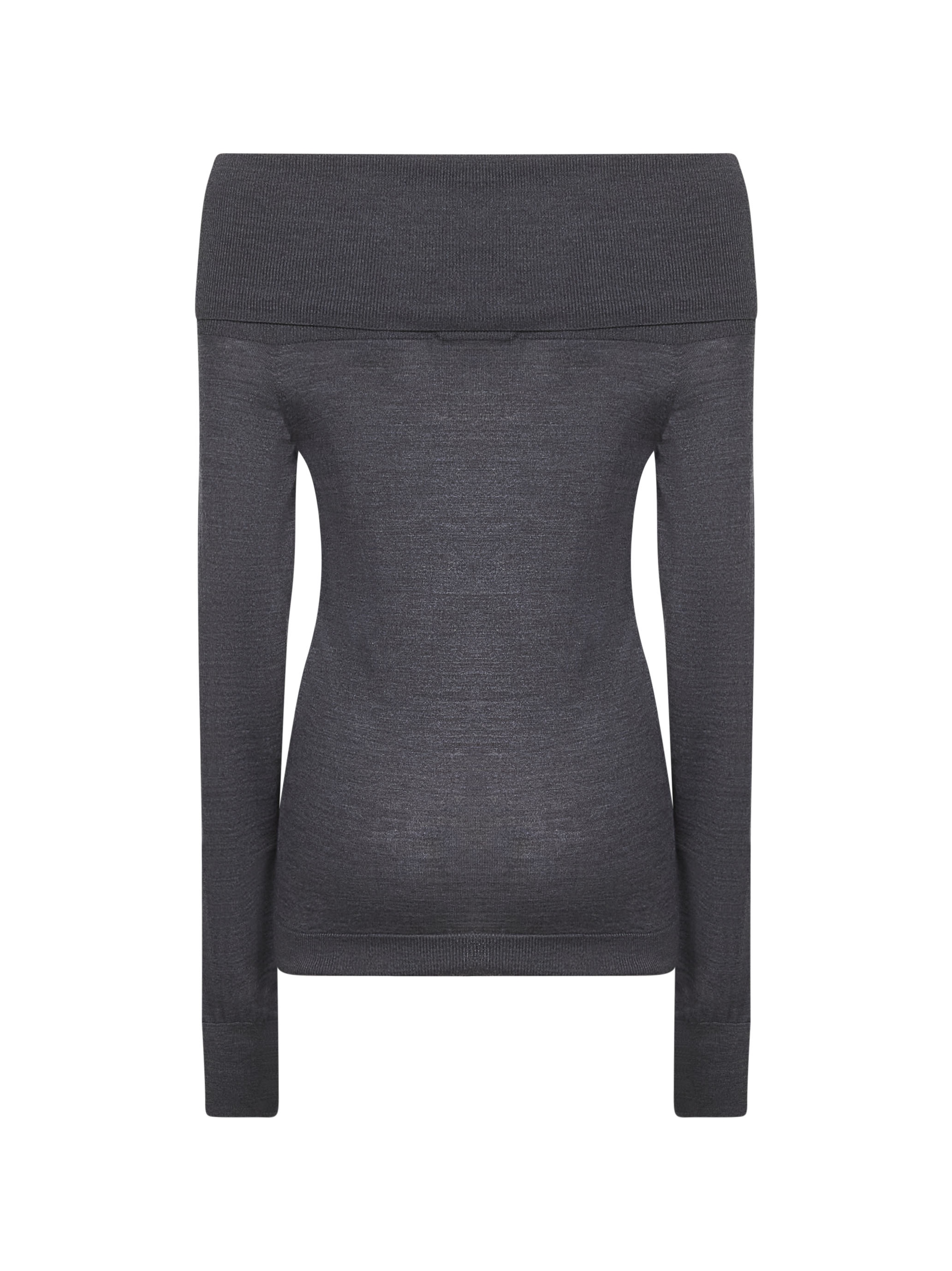 Grey wool off-the-shoulder sweater - 2