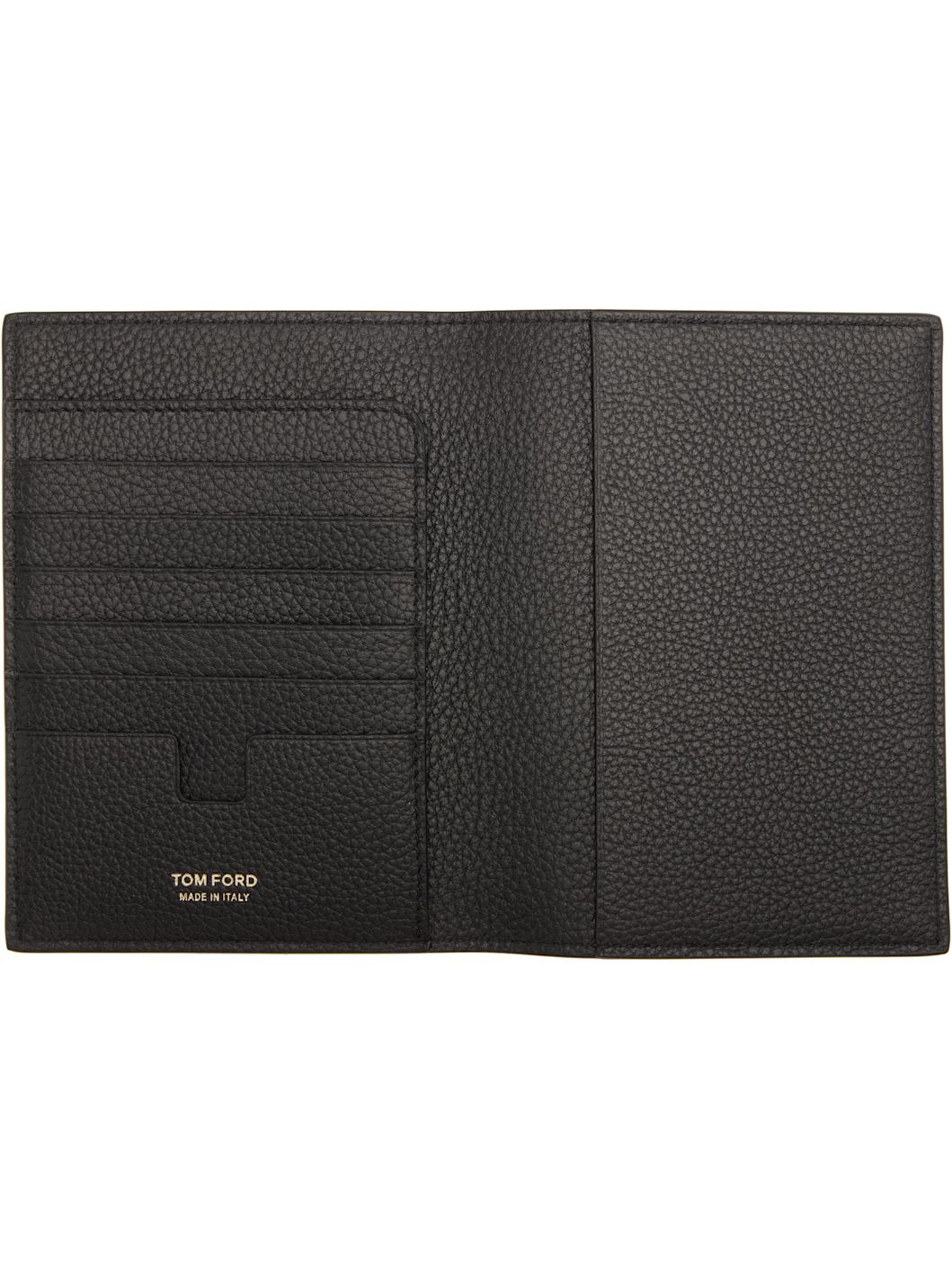 Black Soft Grain Leather T Line Passport Holder - 3