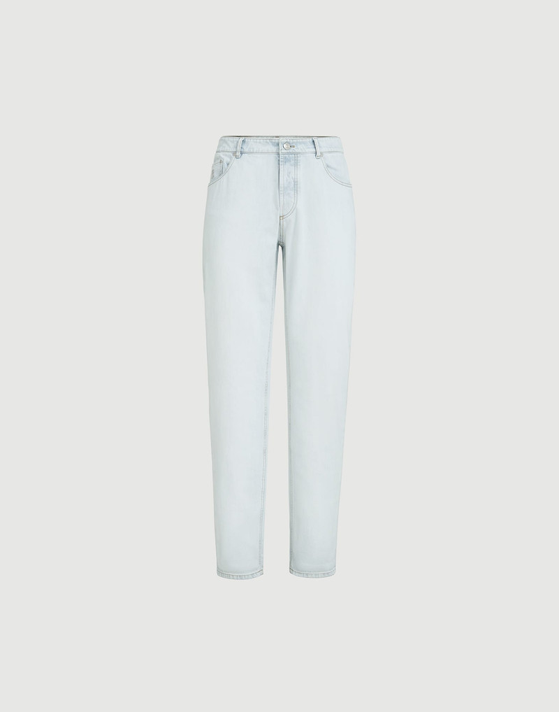 Lightweight denim traditional fit five-pocket trousers 1