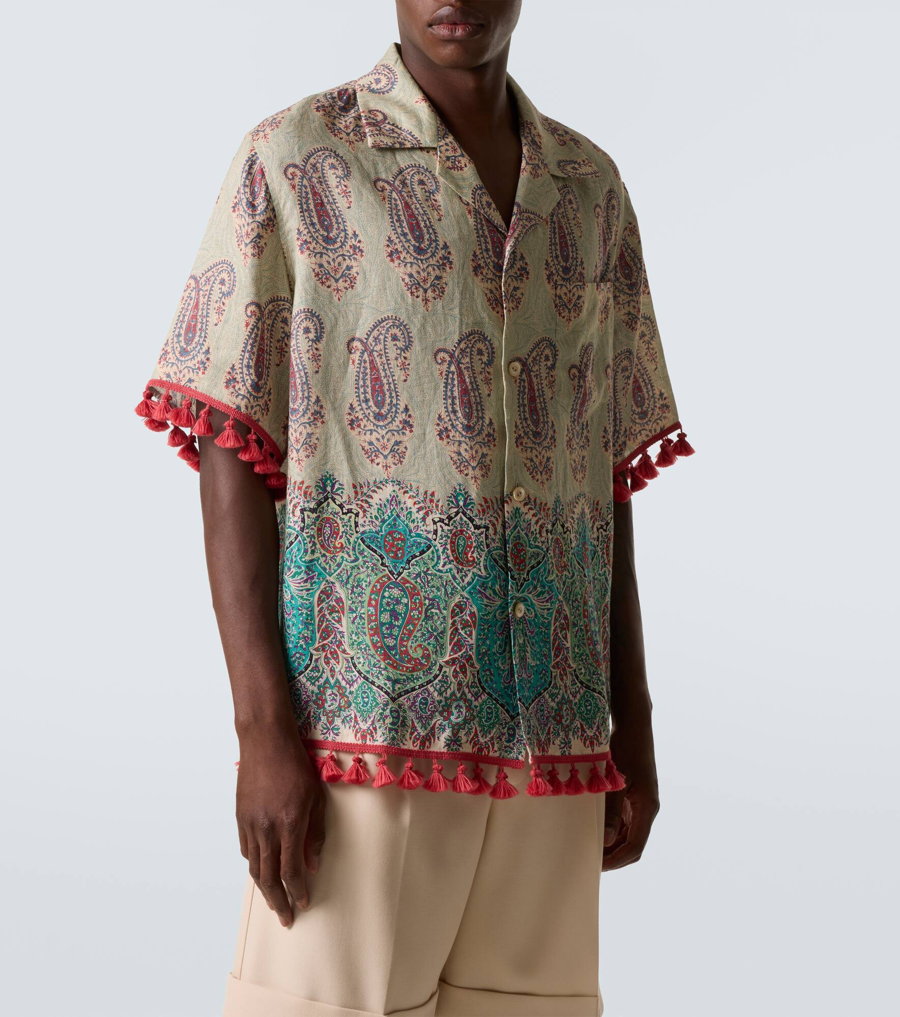 Paisley linen bowling shirt - 3
