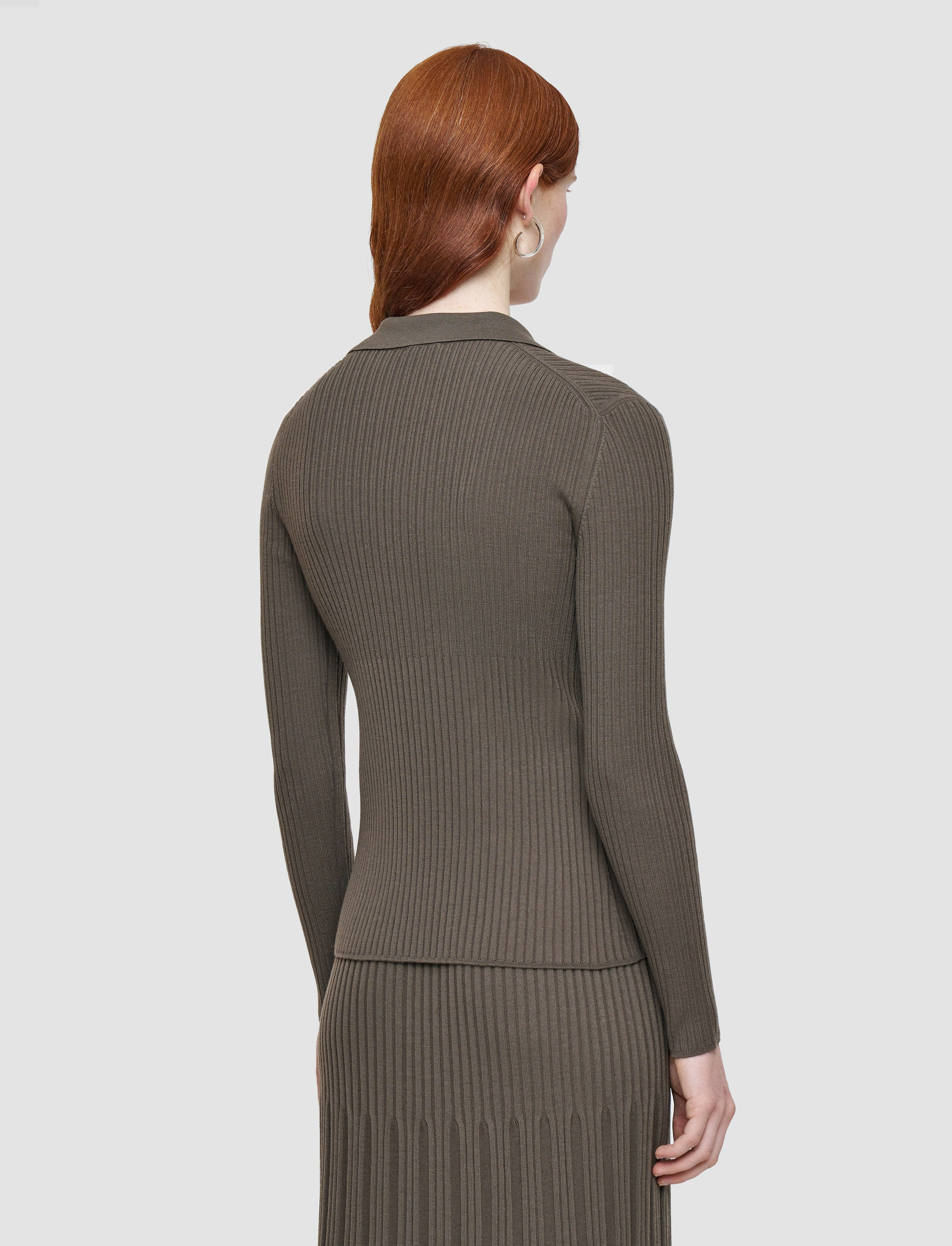 Merino Rib Knit Polo Top - 3