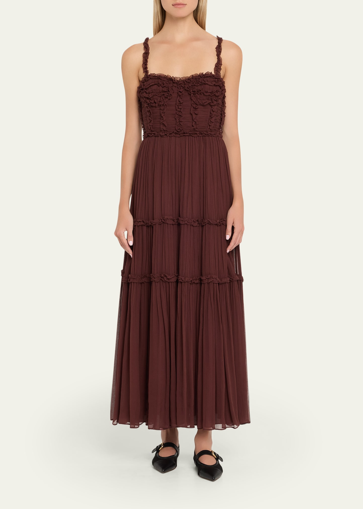 Talitha Smocked Sleeveless Silk Midi Dress - 2