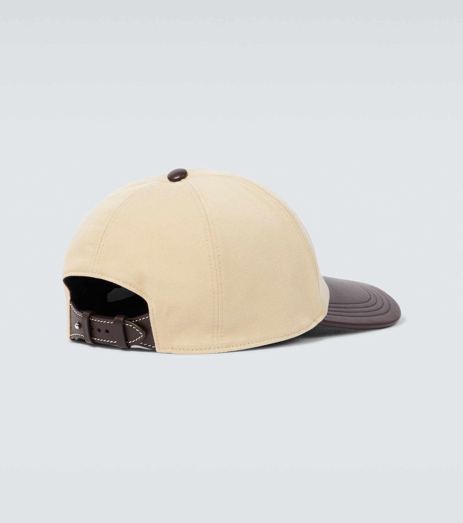 Leather-trimmed cotton baseball cap - 4