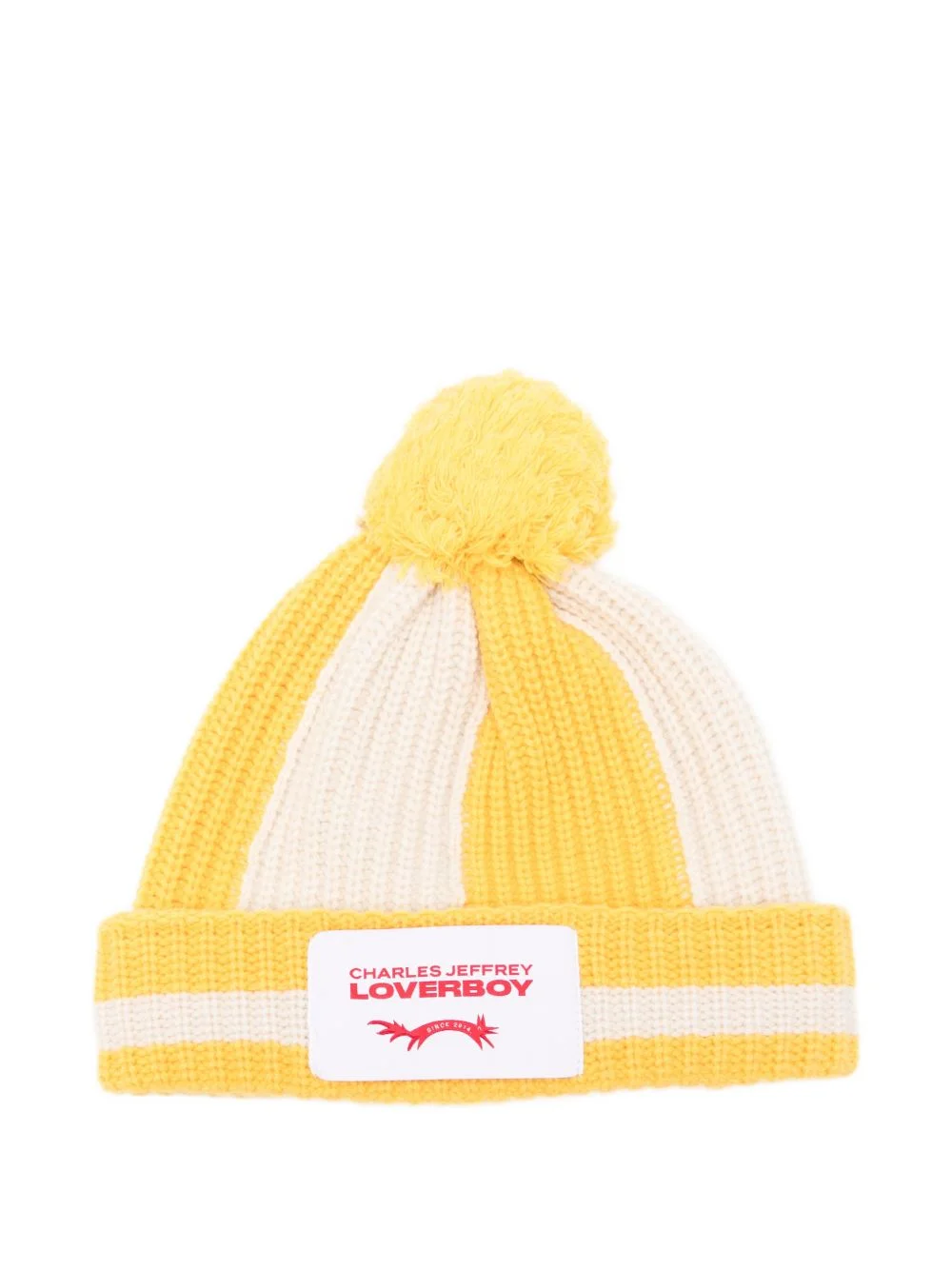 striped pompom beanie hat - 1