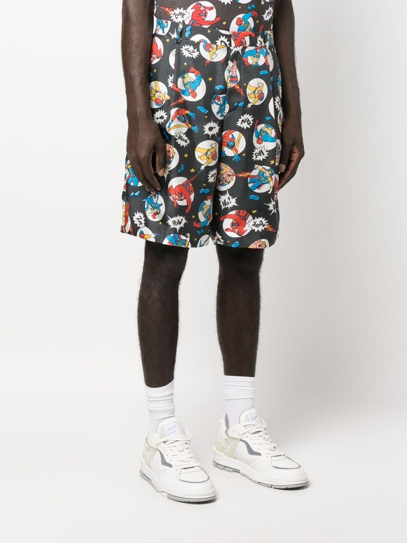 comic-print silk shorts 4