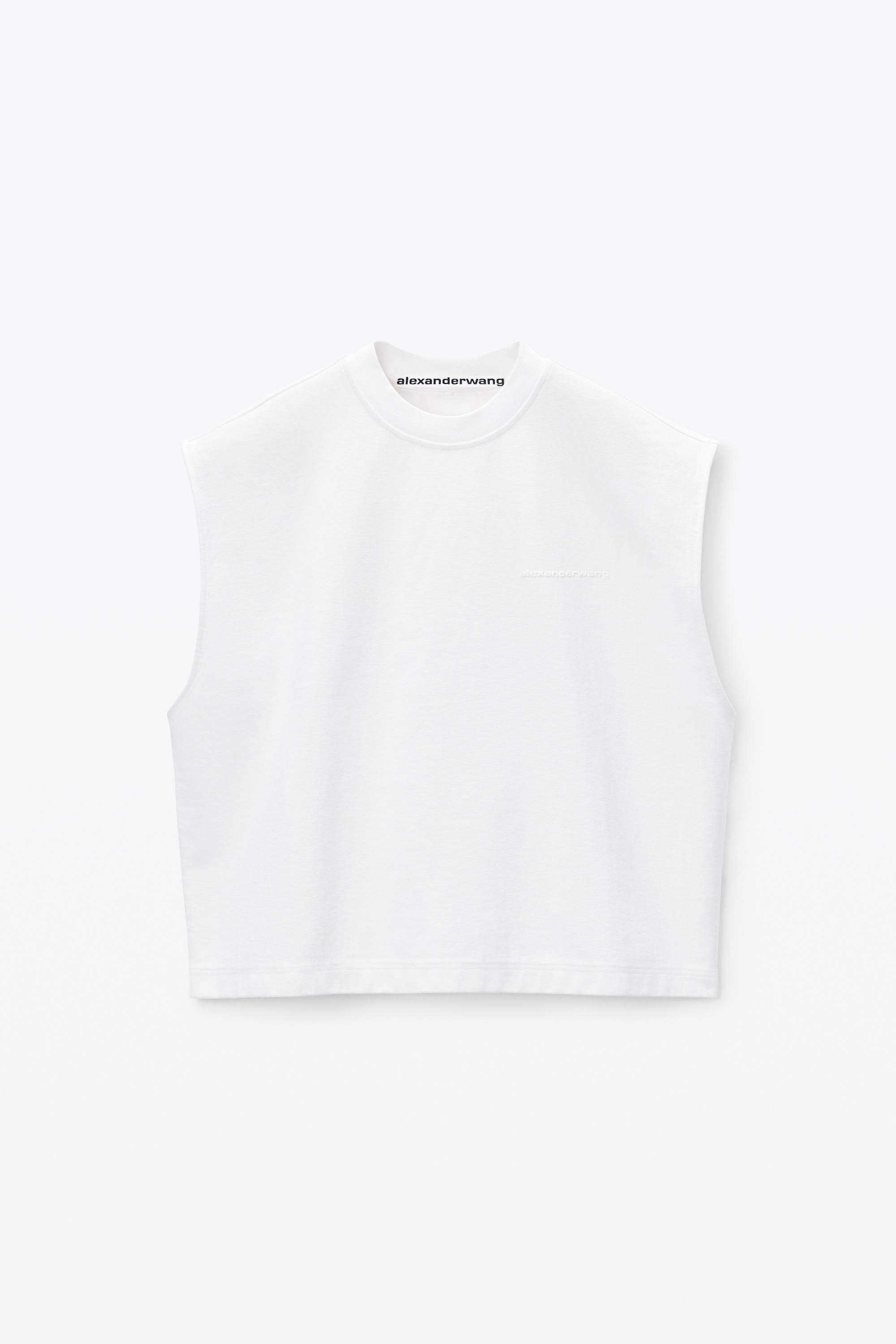 puffed logo muscle tank top in cotton - 1