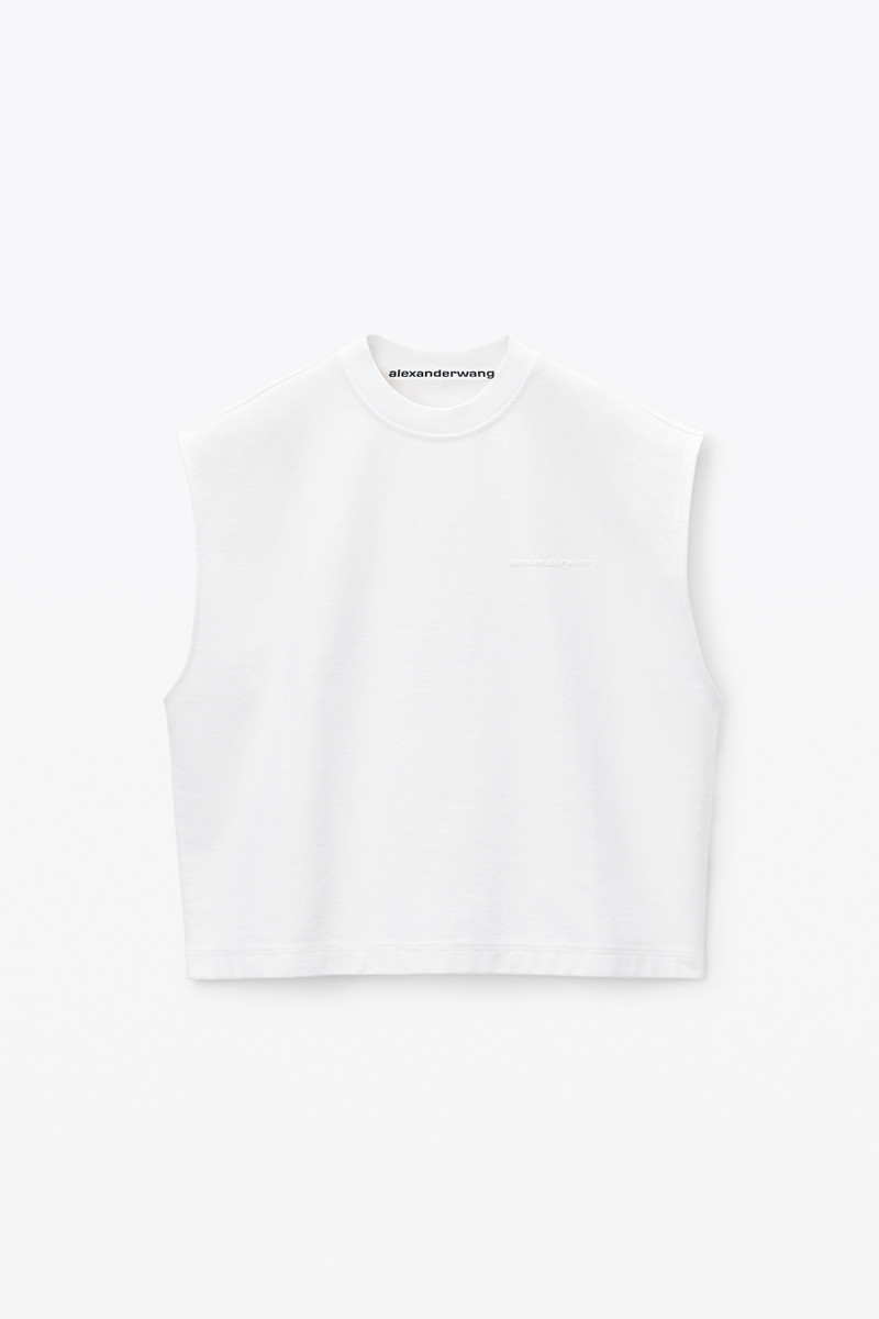 puffed logo muscle tank top in cotton 1