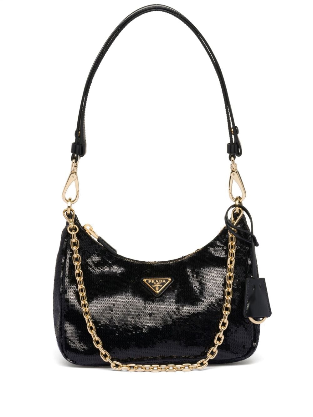 triangle-logo sequined mini bag - 1