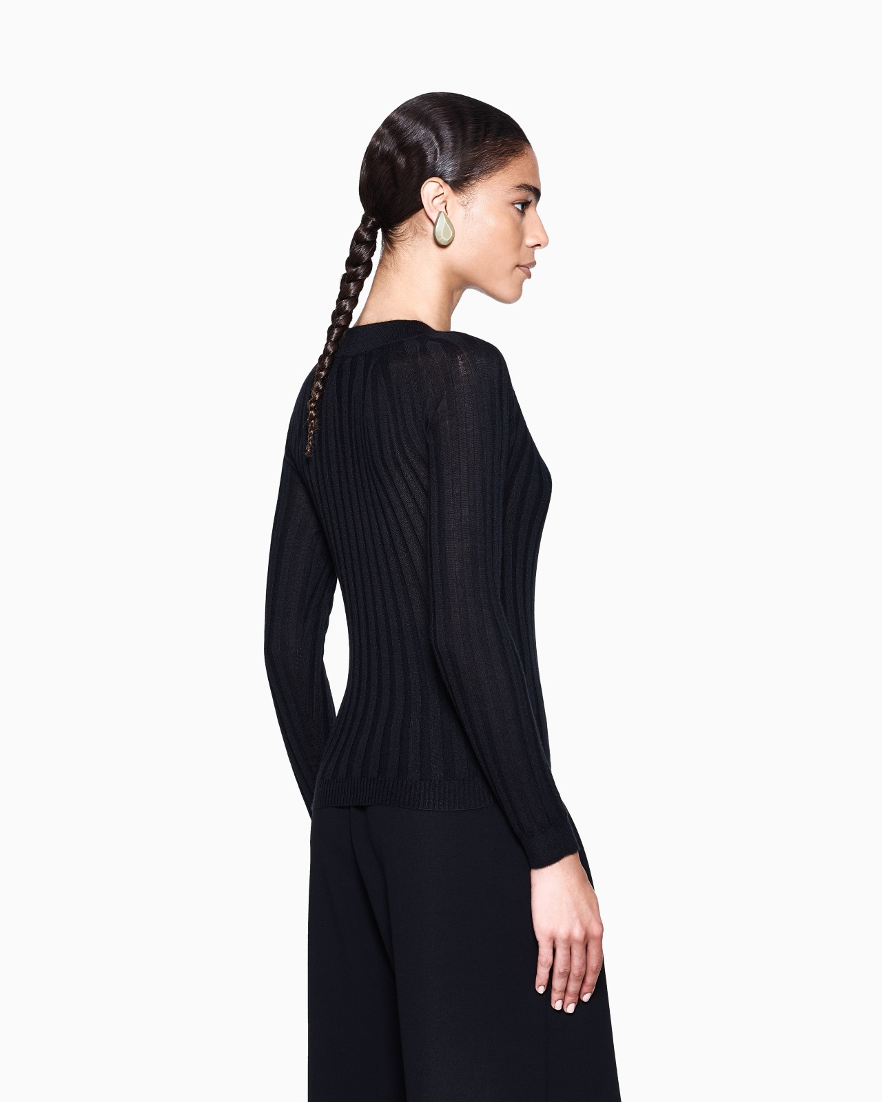 CREW-NECK RIB-KNIT JUMPER IN CASHMERE AND SILK - 3