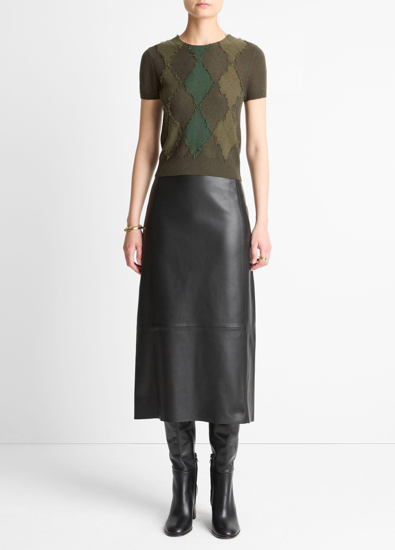 Hand-Cut Argyle Wool-Blend Short-Sleeve Sweater 4