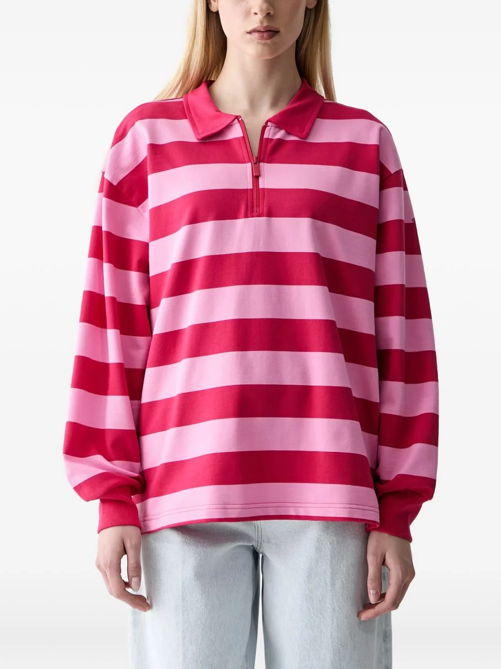 striped quarter-zip polo shirt - 1