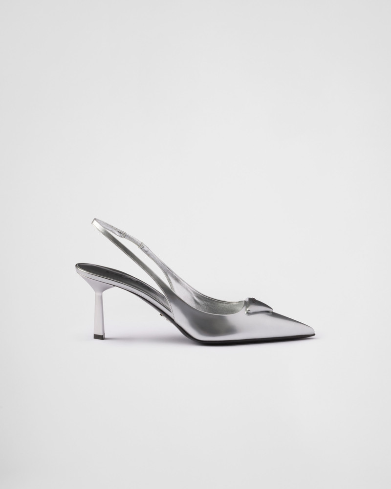 Metallic leather slingback pumps 2
