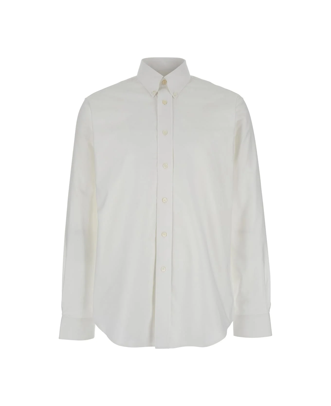White Shirt With Logo Embroidered On The Front In Cotton Man - 1